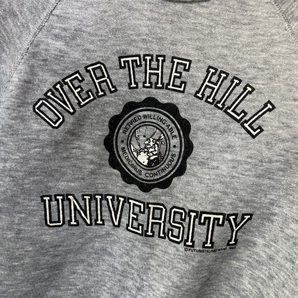 Vintage Vintage 80s Over the Hill University College Grey Sweatshirt Size US M / EU 48-50 / 2 - 5 Thumbnail