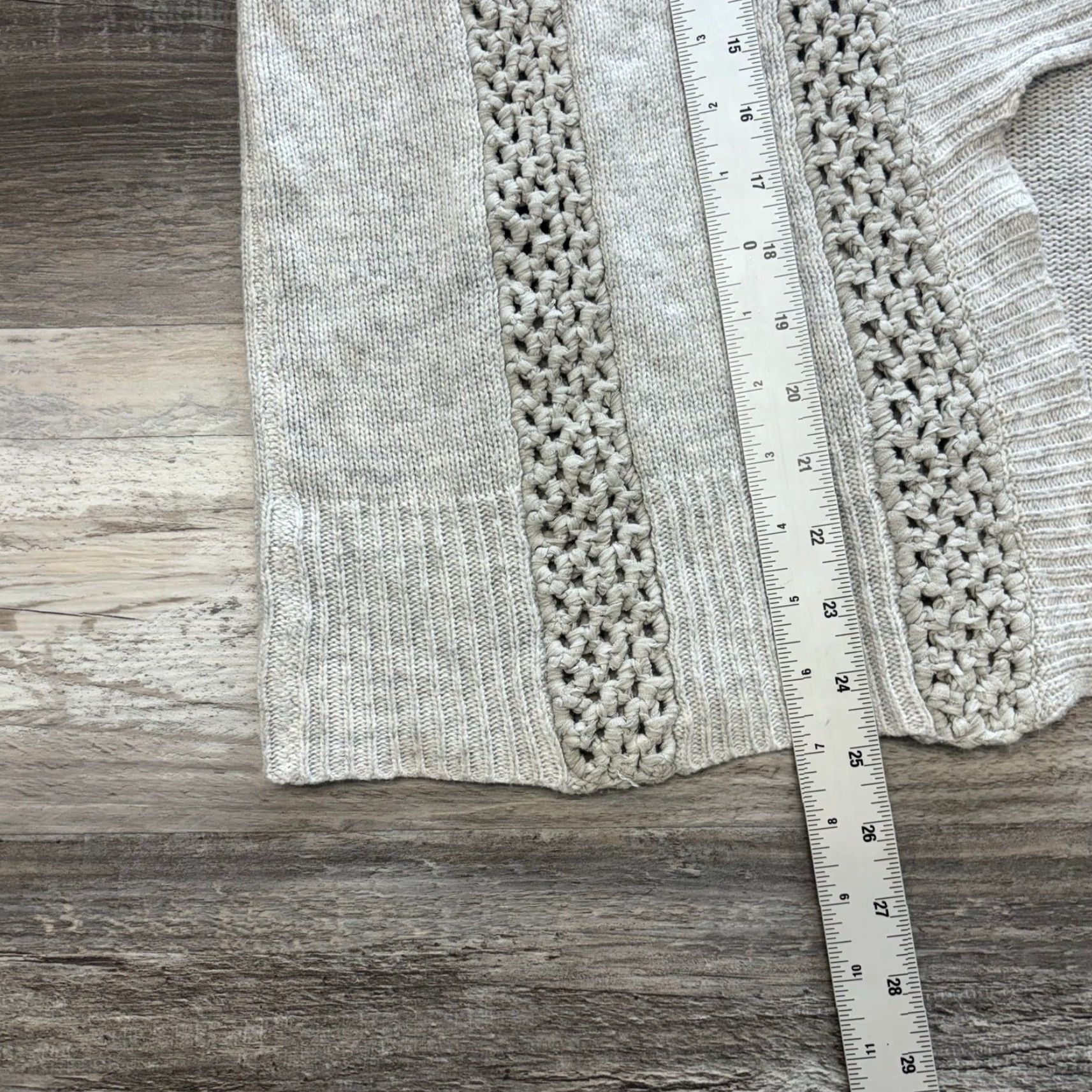Vintage VINTAGE Sundance Cardigan Open Front Knit Ribbon Vertical Crochet Light Gray Womens L Size L / US 10 / IT 46 - 4 Thumbnail