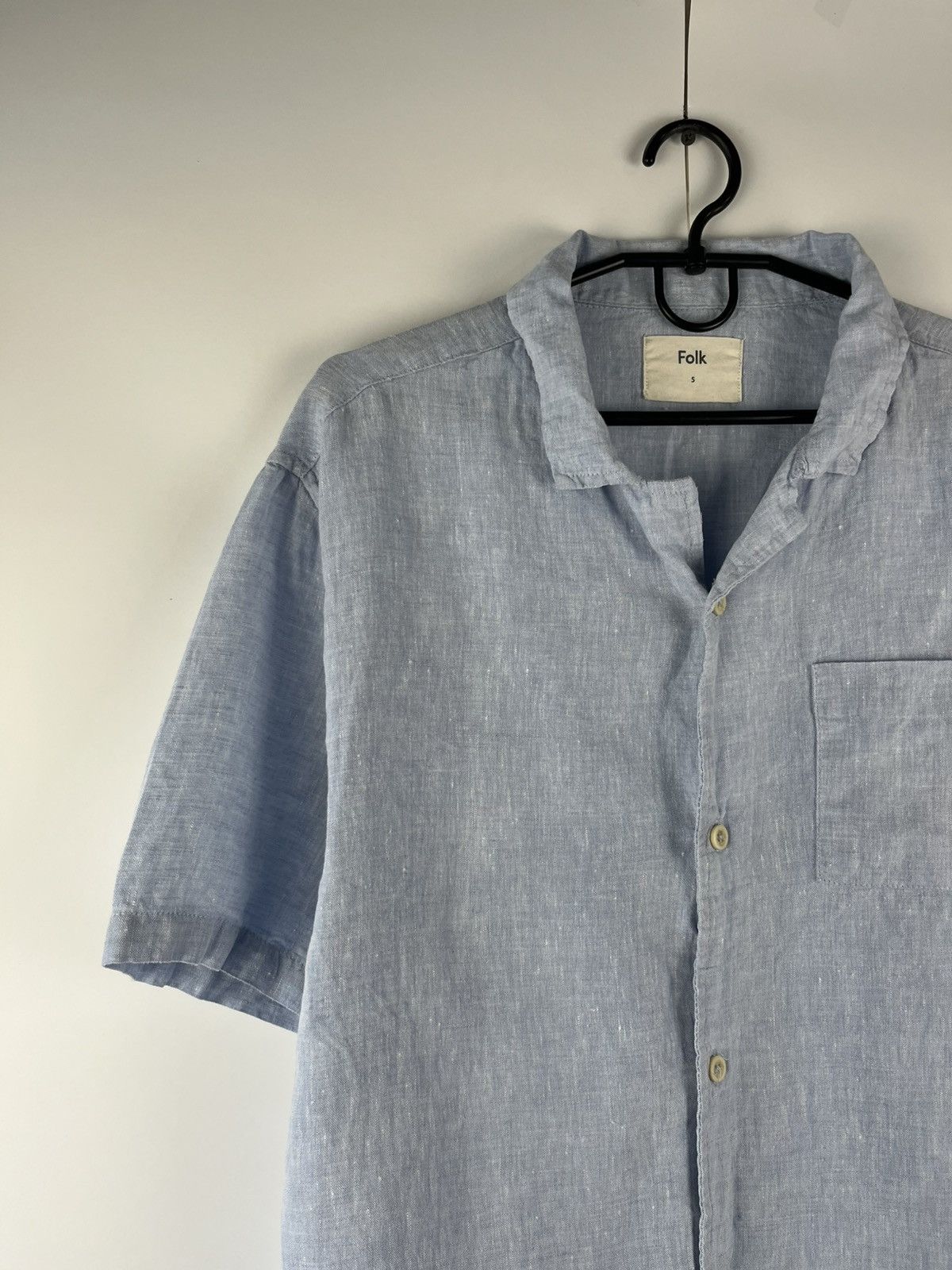 Folk Folk Solid Linen Short Sleeve Shirt Button Up Size US XL / EU 56 / 4 - 2 Thumbnail