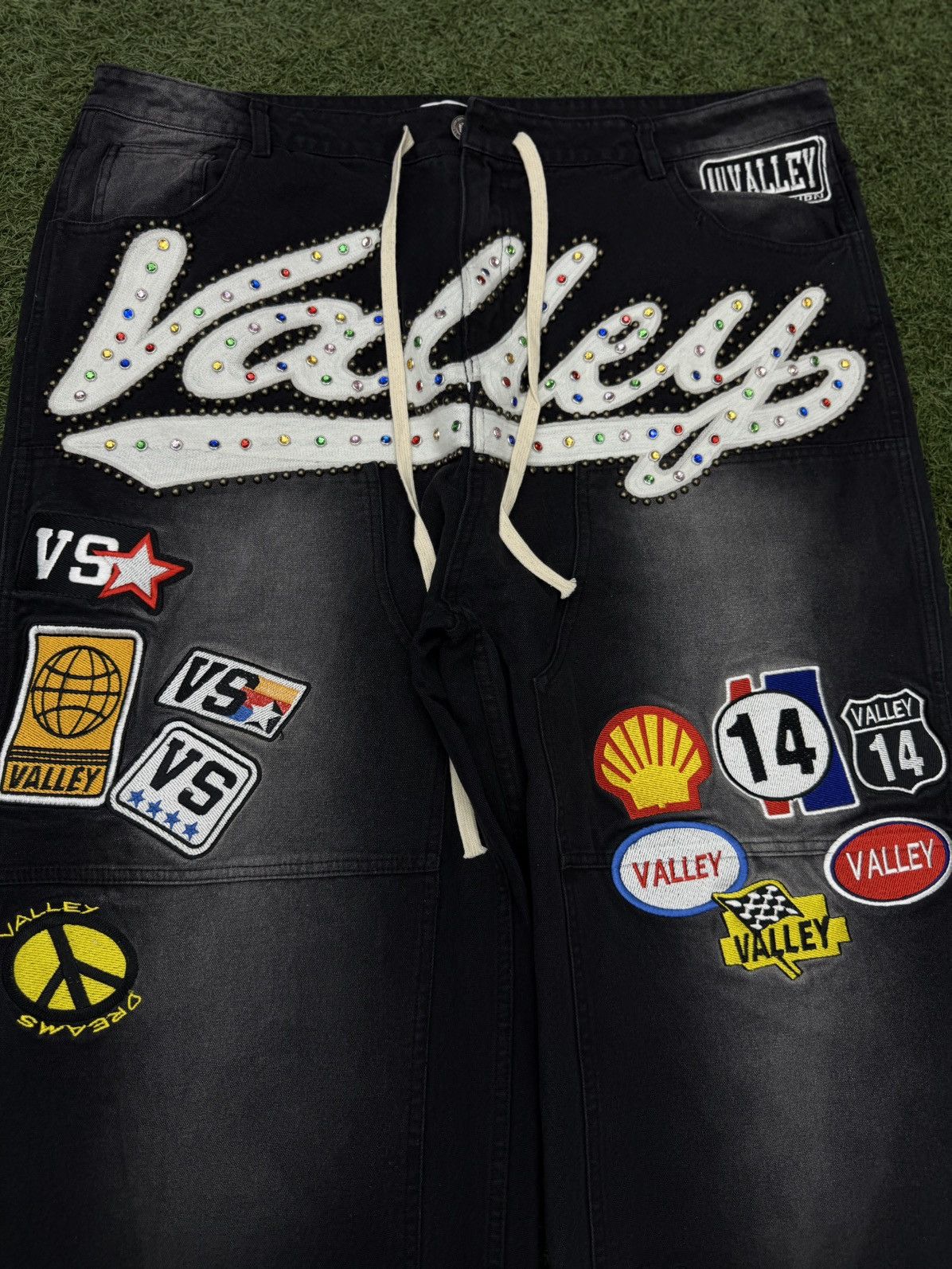 Vale Valley Baggy Patchwork Denim Black Jeans Size 38 (NEW) Size US 38 / EU 54 - 5 Thumbnail
