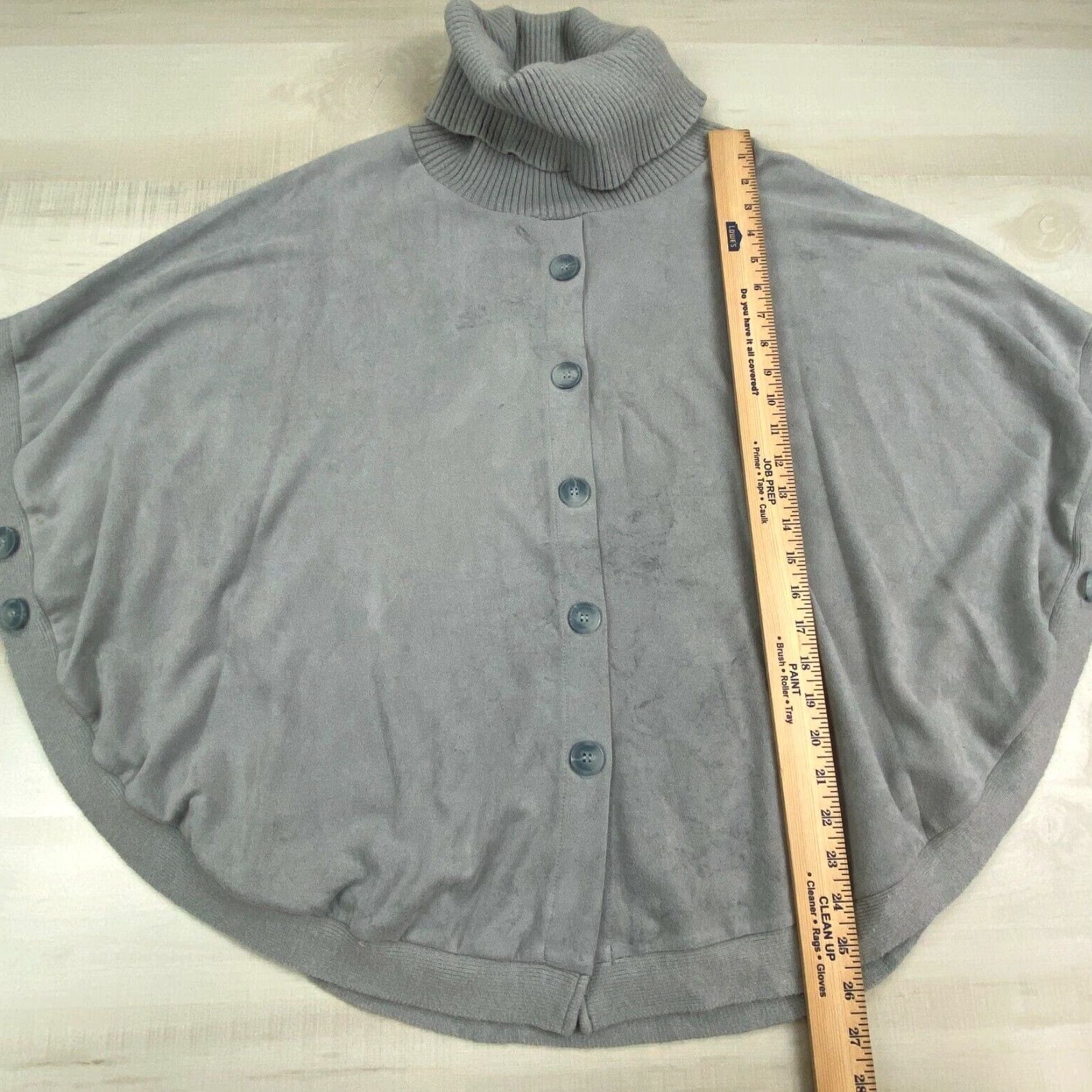 Vintage Fate Womens Poncho Sweater Large Gray Faux Suede Cowl Turtleneck Oversized Size L / US 10 / IT 46 - 5 Thumbnail