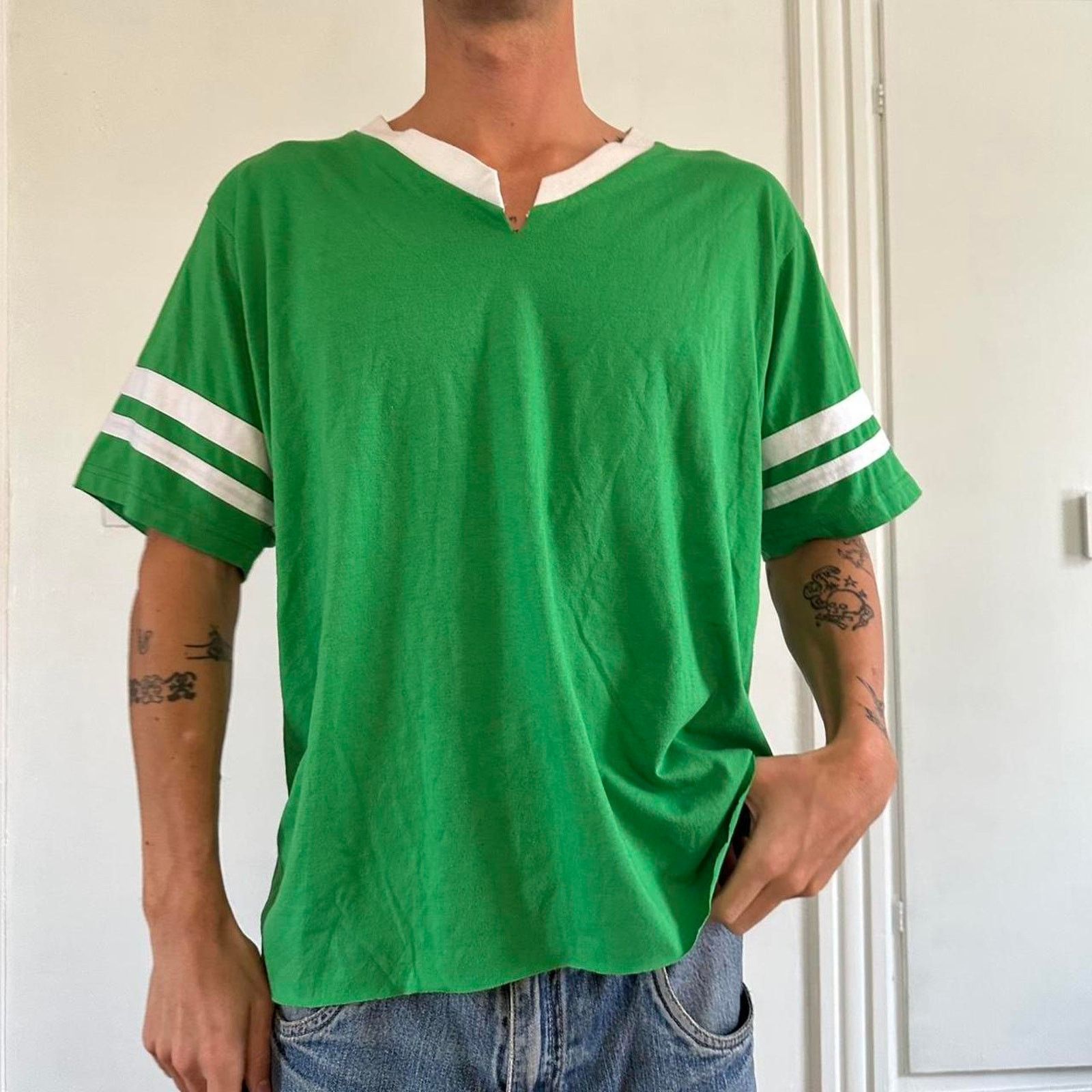 Vintage Vintage Y2K Ghast Chopped Blank basic Green Jersey Shirt Size US XL / EU 56 / 4 - 2 Thumbnail