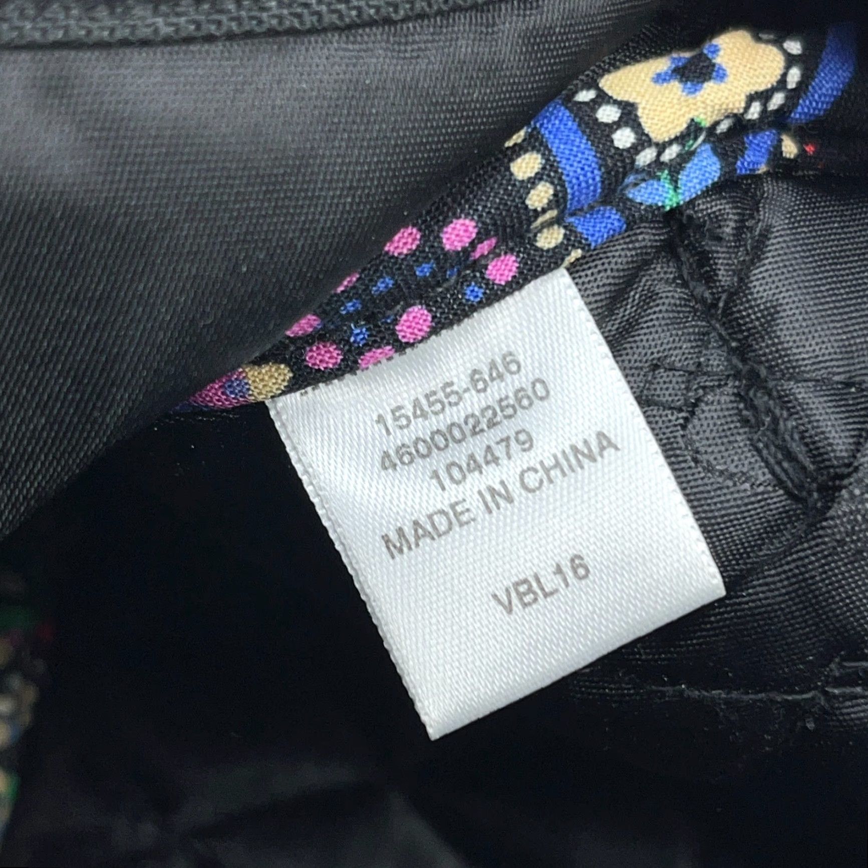 Vintage Vera Bradley Crossbody Bag Small Live Paisley Black Purple Womens RFID Blocking Adjustable Strap Quilt Canvas Cotton Zip Matte Finish 90s Theme? Size ONE SIZE - 8 Thumbnail
