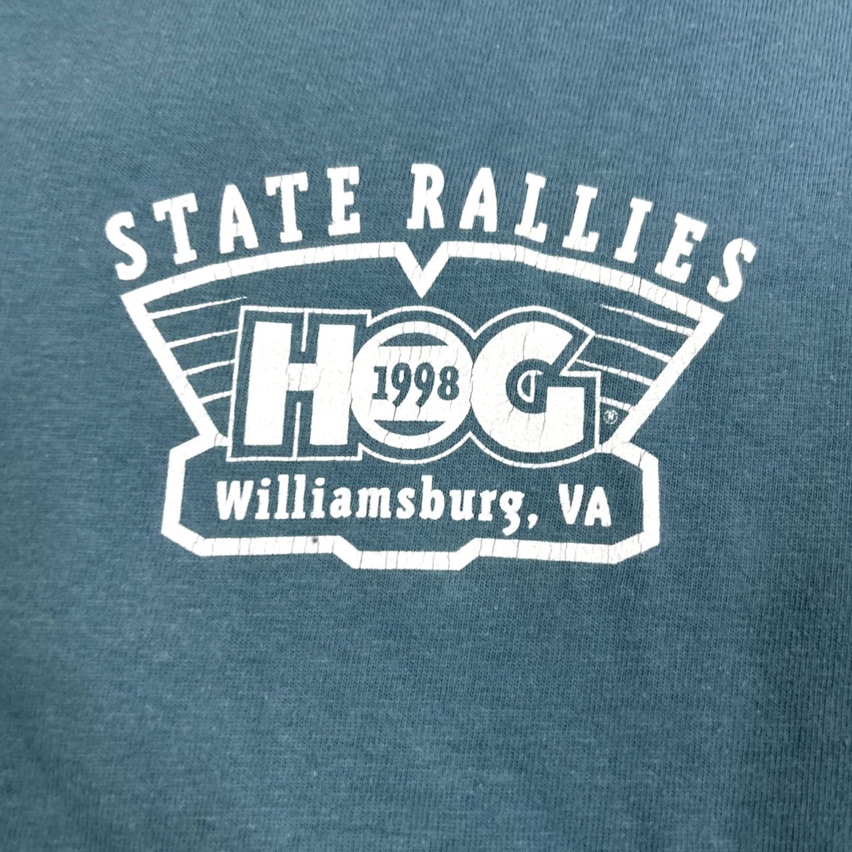 Harley Davidson VINTAGE Harley-Davidson T Shirt M 1998 Virginia Harley Owners HOG Rally Williamsburg Mens Green Size M Size US M / EU 48-50 / 2 - 3 Thumbnail