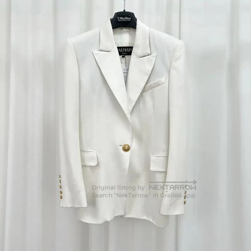 Balmain Balmain White Logo Women's Jacket . Size M / US 6-8 / IT 42-44 - 1 Thumbnail