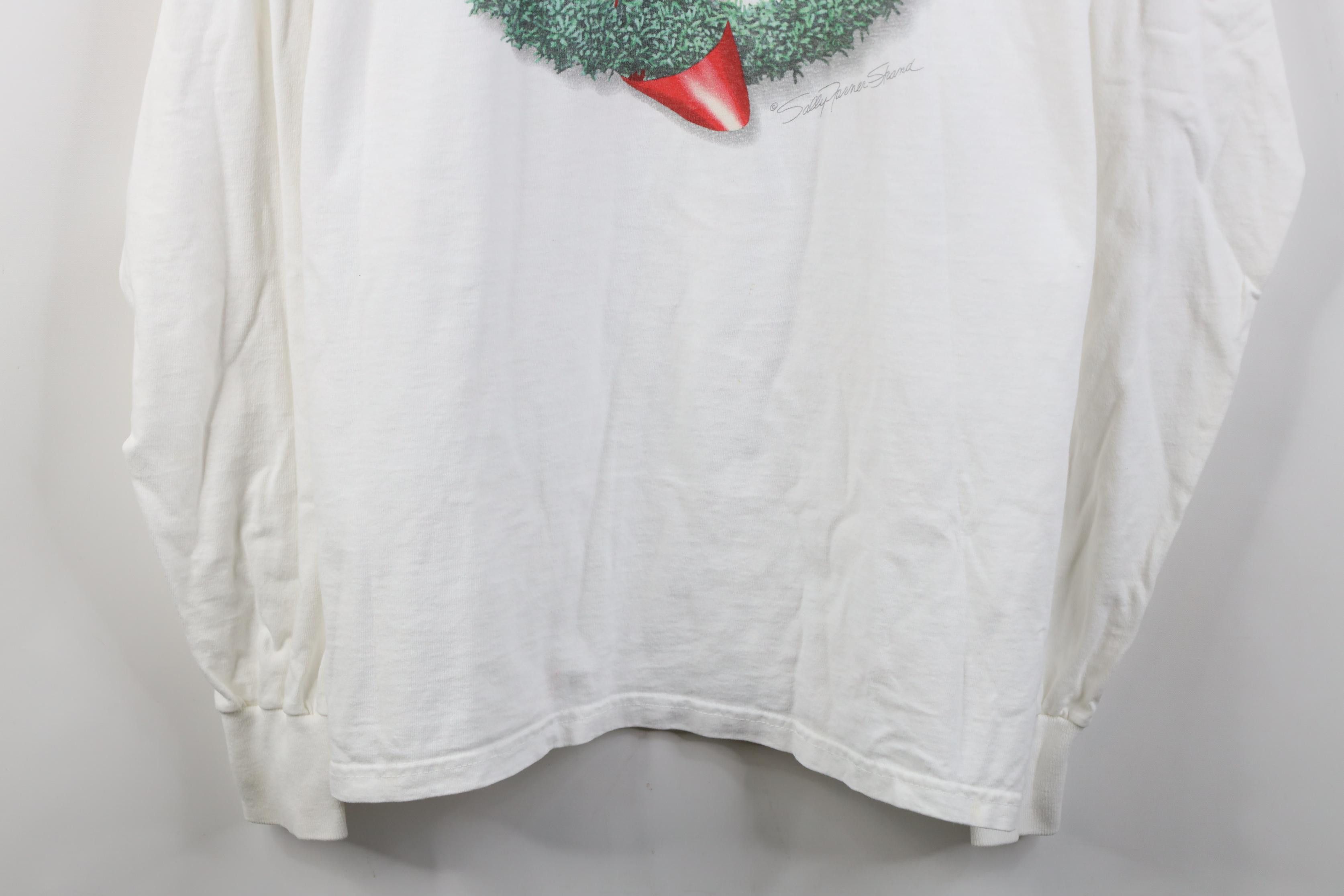 Vintage Vintage 90s Christmas Wreath Peace Sign Long Sleeve T-Shirt Size US XL / EU 56 / 4 - 3 Thumbnail