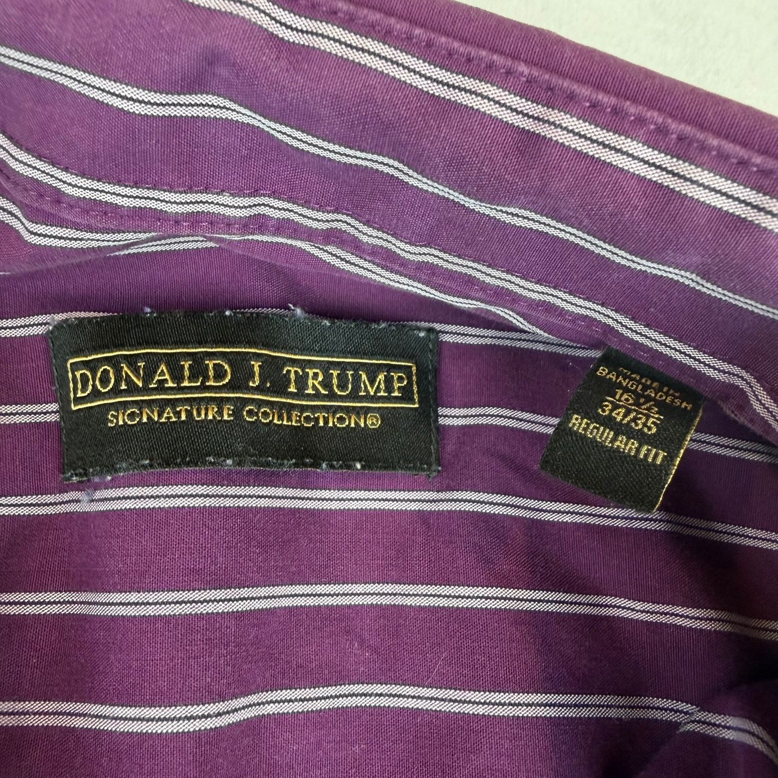 Donald Trump Donald J. Trump Signature Collection Purple Shirt 16.5 Size US XL / EU 56 / 4 - 3 Thumbnail
