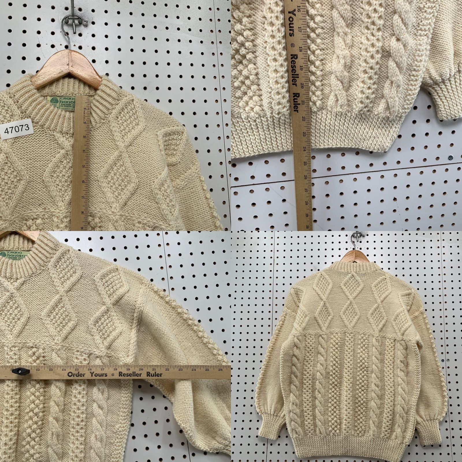 Vintage VINTAGE Crana Handknits Wool Sweater Womens M Beige Cable Chunky Knit Ireland Pullover Winter Casual Womens Size M / US 6-8 / IT 42-44 - 8 Thumbnail