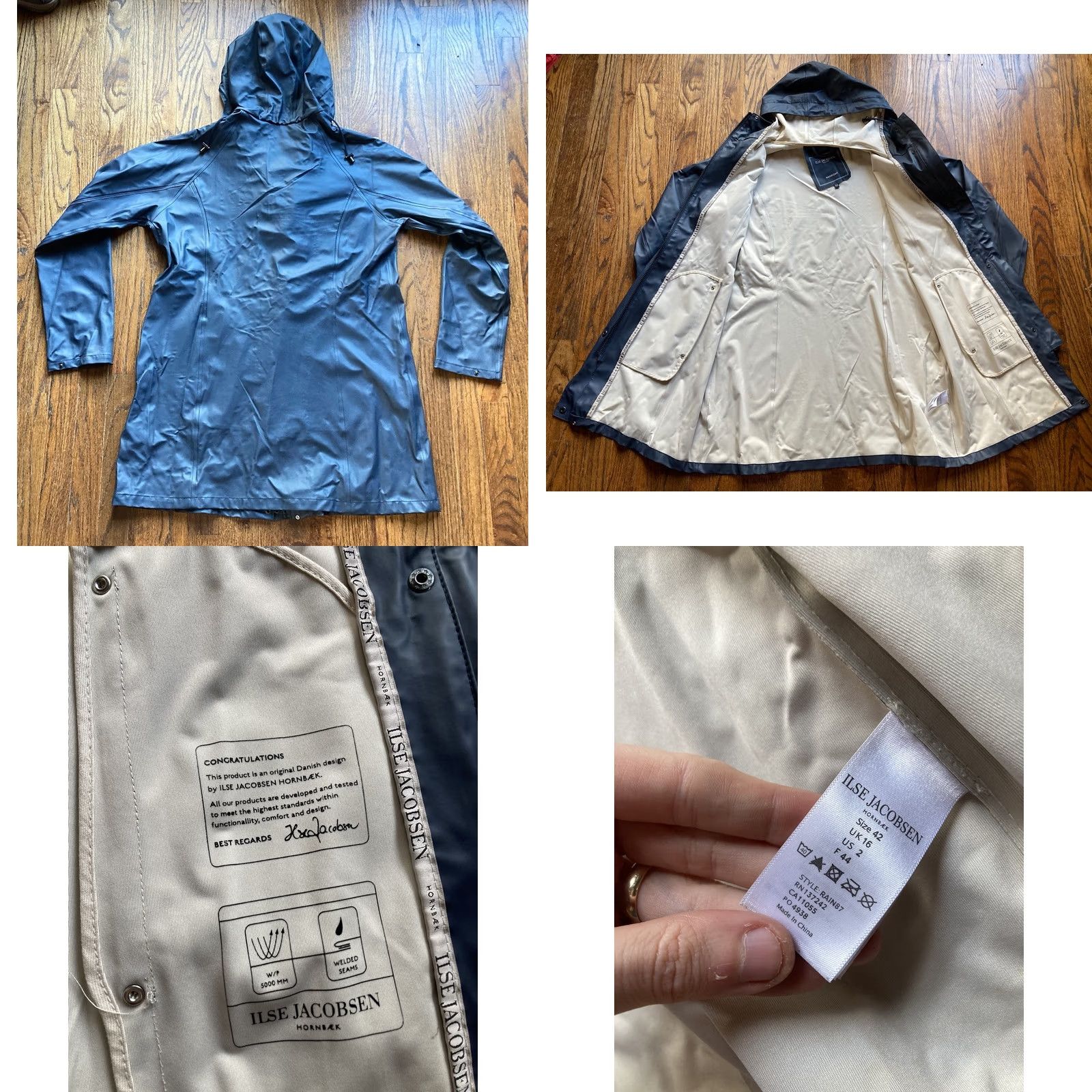 Ilse Jacobsen ILSE JACOBSEN RAINCOAT Womens Coat Hooded Navy Blue Blue RAIN87 Size 2 EU 42 US 2- Men? No Girls? Size XS / US 0-2 / IT 36-38 - 8 Thumbnail