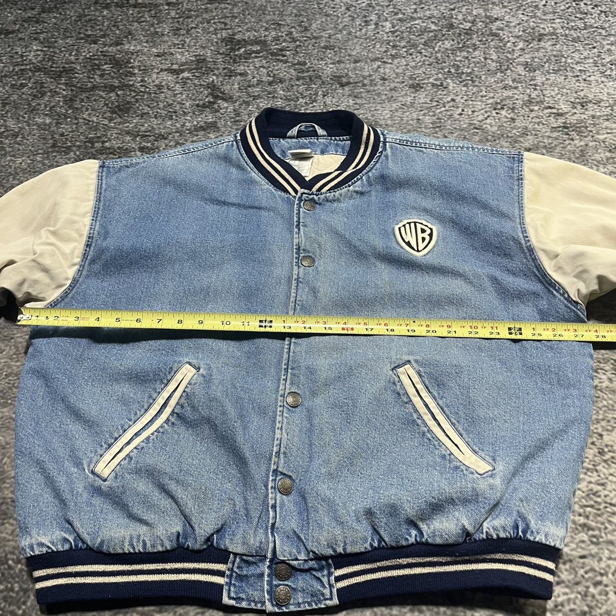 Warner Bros Vintage 90s Looney Tunes Embroidered Denim Varsity Jacket Size US L / EU 52-54 / 3 - 14 Thumbnail