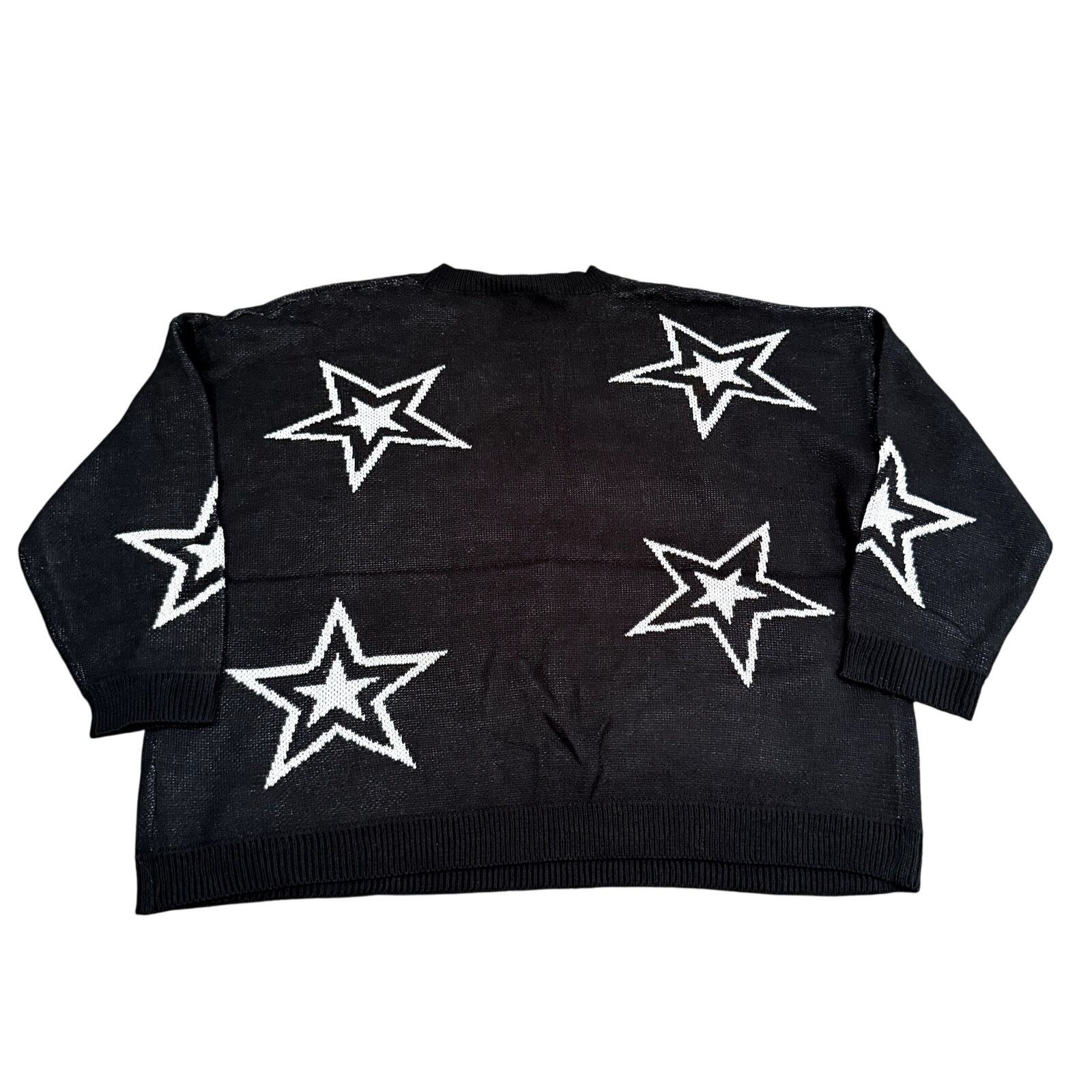 Shein Women's Plus Crewneck Star Sweater in Black, Size 28/30 Size ONE SIZE - 2 Thumbnail