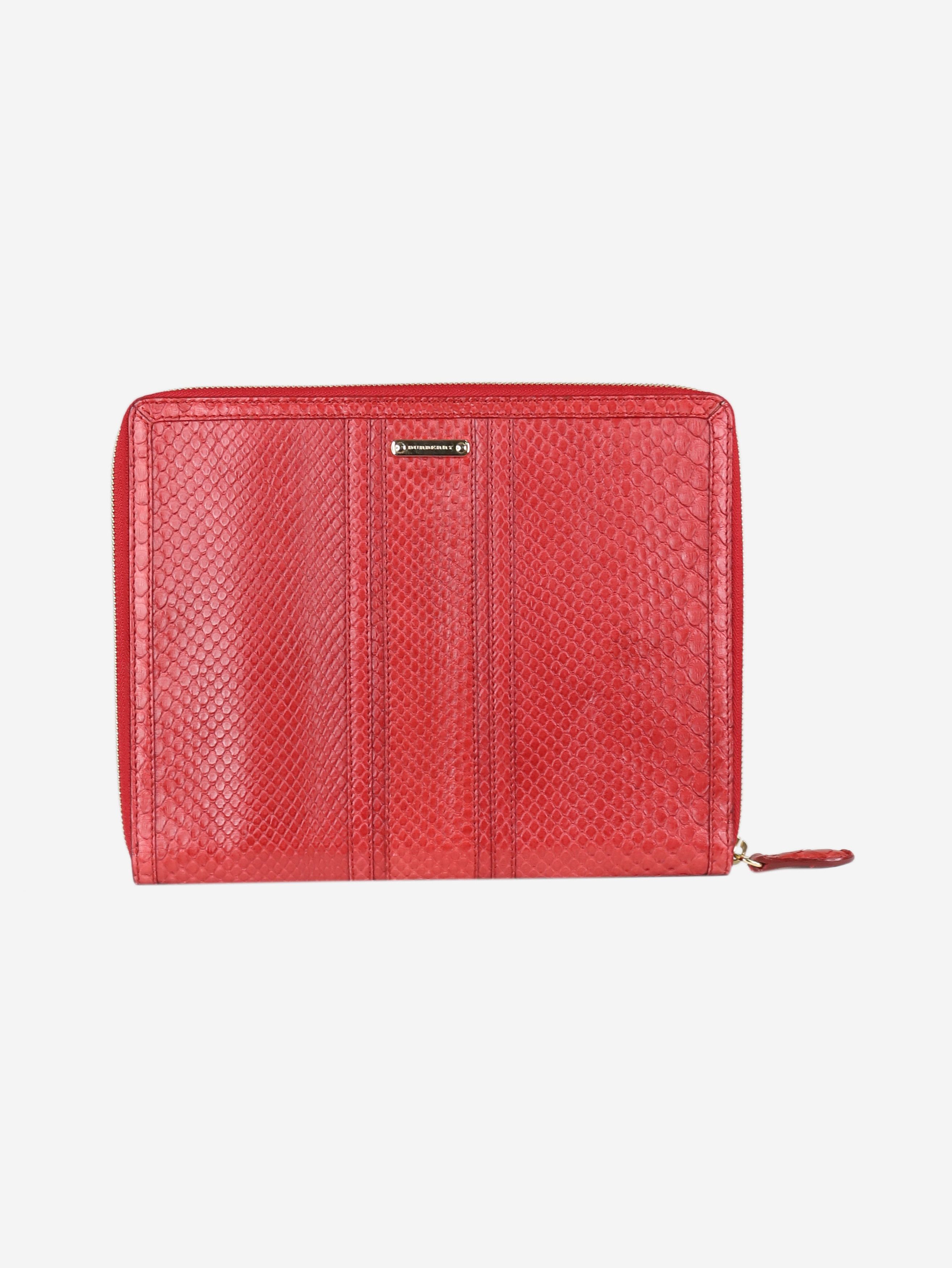 image of Burberry Red Snakeskin Ipad Case, Women's
