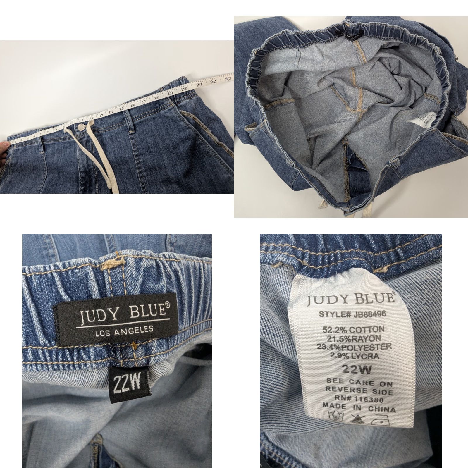Vintage Judy Blue Pants 22W Blue Clearwater Denim Joggers Elastic Drawstring High Rise Size 40" / US 18 - 8 Thumbnail