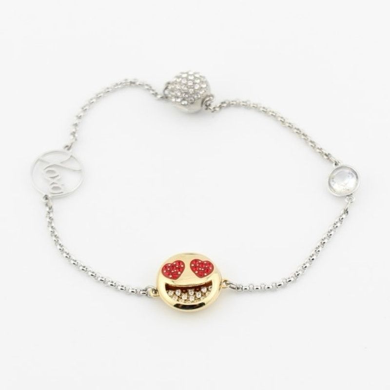Swarovski Swarovski Heart Eyes Emoji Charm Bracelet Silver Tone Size ONE SIZE - 1 Thumbnail