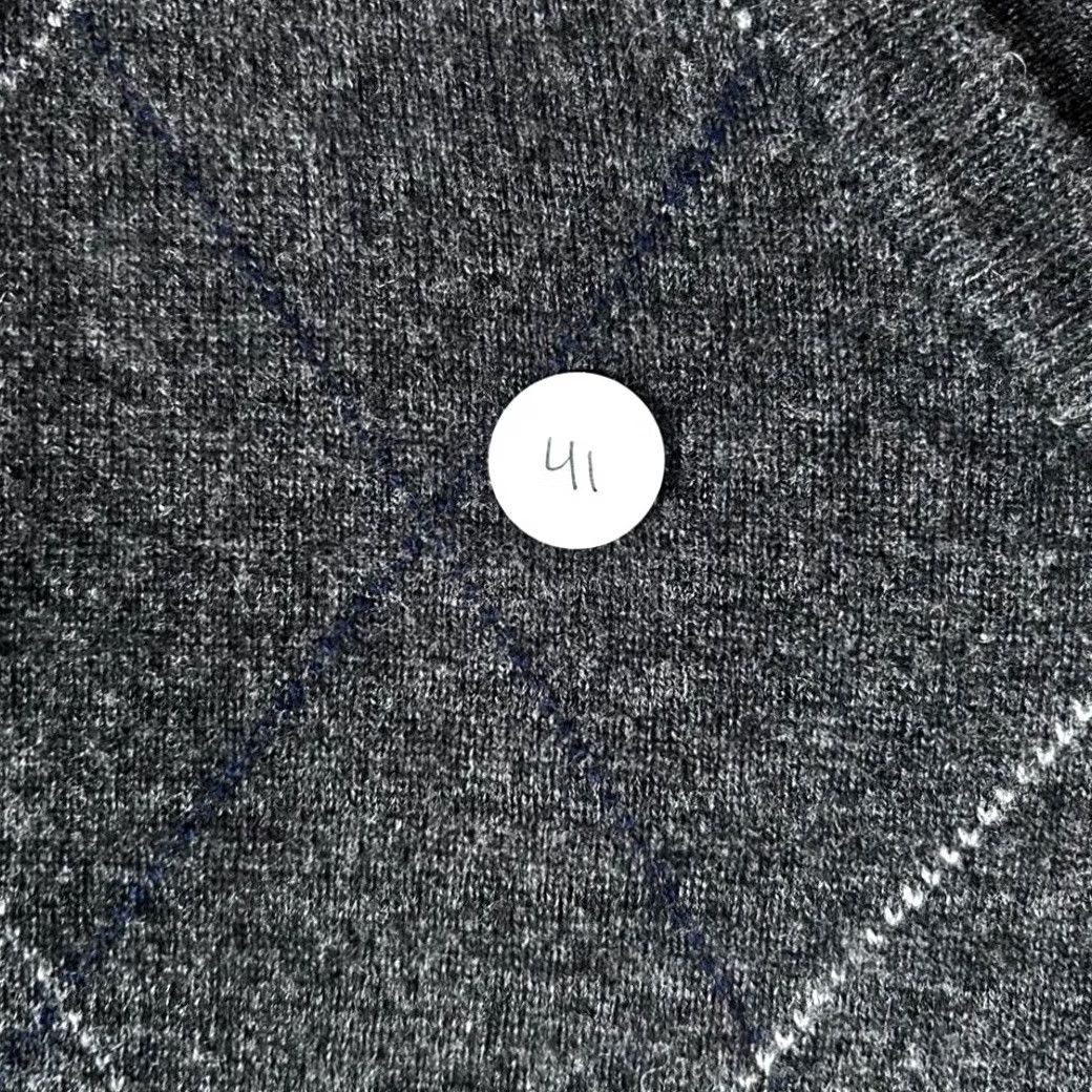 Vintage JOS A Bank Mens XL Argyle V Neck Sweater Lambswool Nylon Dark Gray Size US XL / EU 56 / 4 - 7 Thumbnail