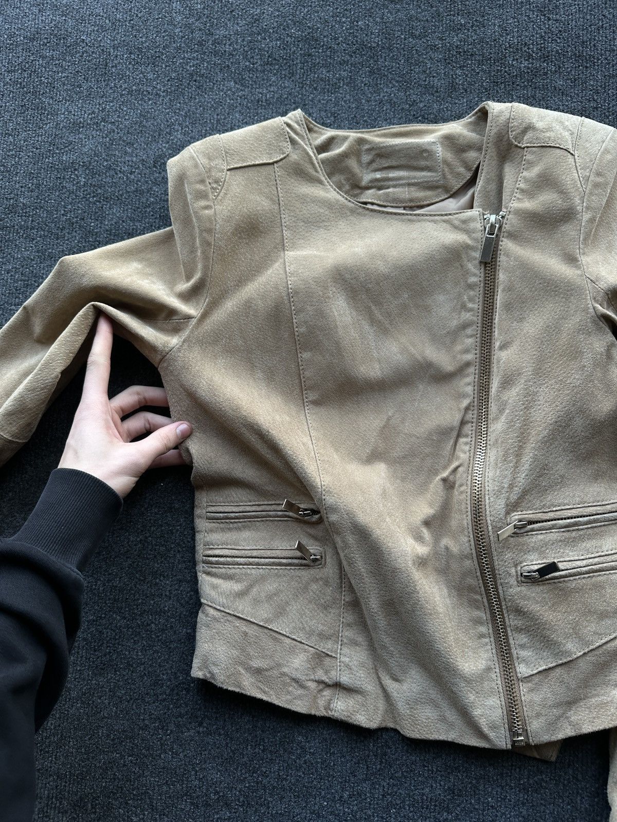 Other 🚨Y2K RICK OWENS TYPE DIRTY SLIM FIT ZIP LEATHER JACKET Size S / US 4 / IT 40 - 3 Thumbnail
