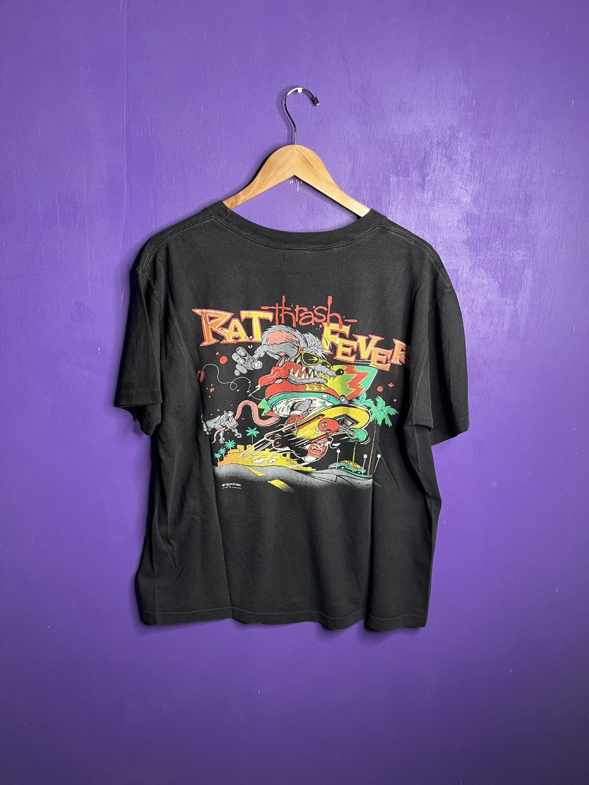 Vintage Vintage 1986 Rat fink rat thrash fever t-shirt Size US XL / EU 56 / 4 - 2 Thumbnail