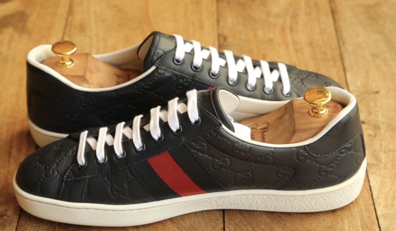 Gucci Gucci Ace Blue GG Monogram Leather Sneakers US9 EU42 UK8 Size US 9 / EU 42 - 2 Thumbnail