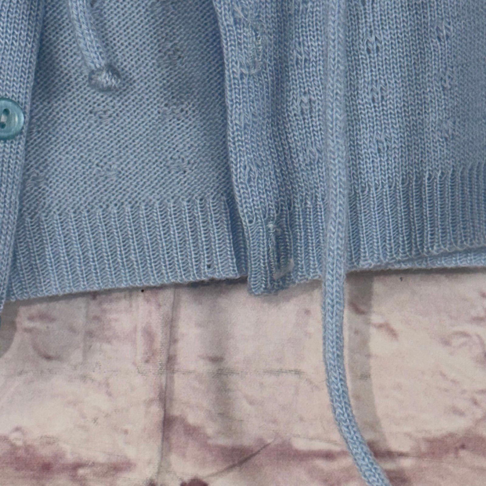 Other Vintage Friemanit Baby Blue Knit Hooded 6 Month Cardigan Size US XXS / EU 40 - 6 Thumbnail