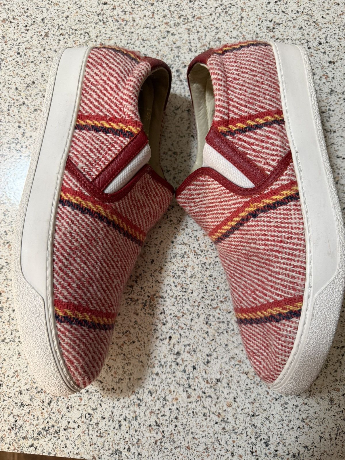 Yuketen Red Multicolor Woven Slip On Sneakers Size US 10.5 / EU 43-44 - 2 Thumbnail