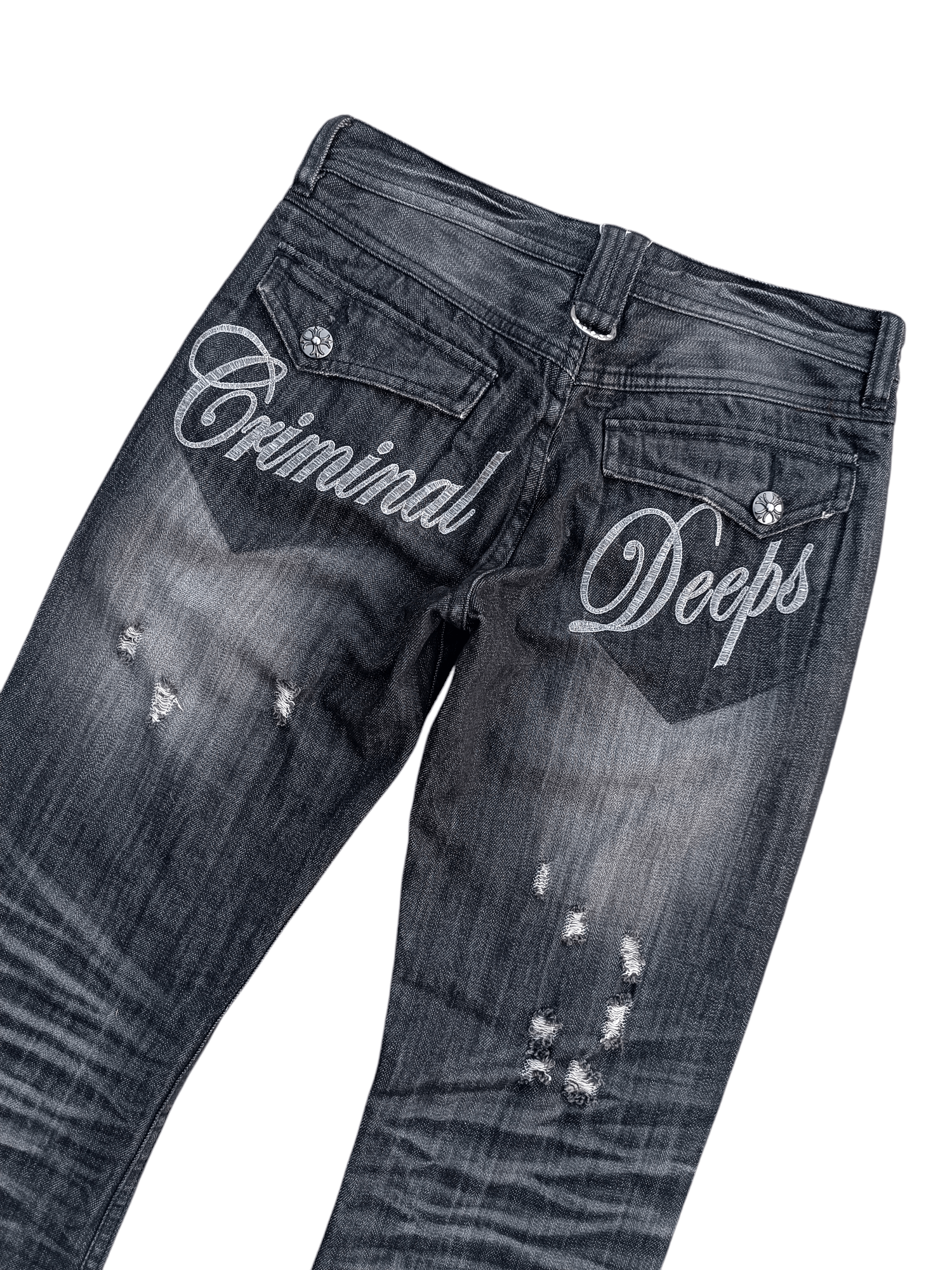 Japanese Brand RARE💥JAPANESE BRAND DENIM FLARE DISTRESED EMBROIDERY JEANS Size US 29 - 16 Thumbnail