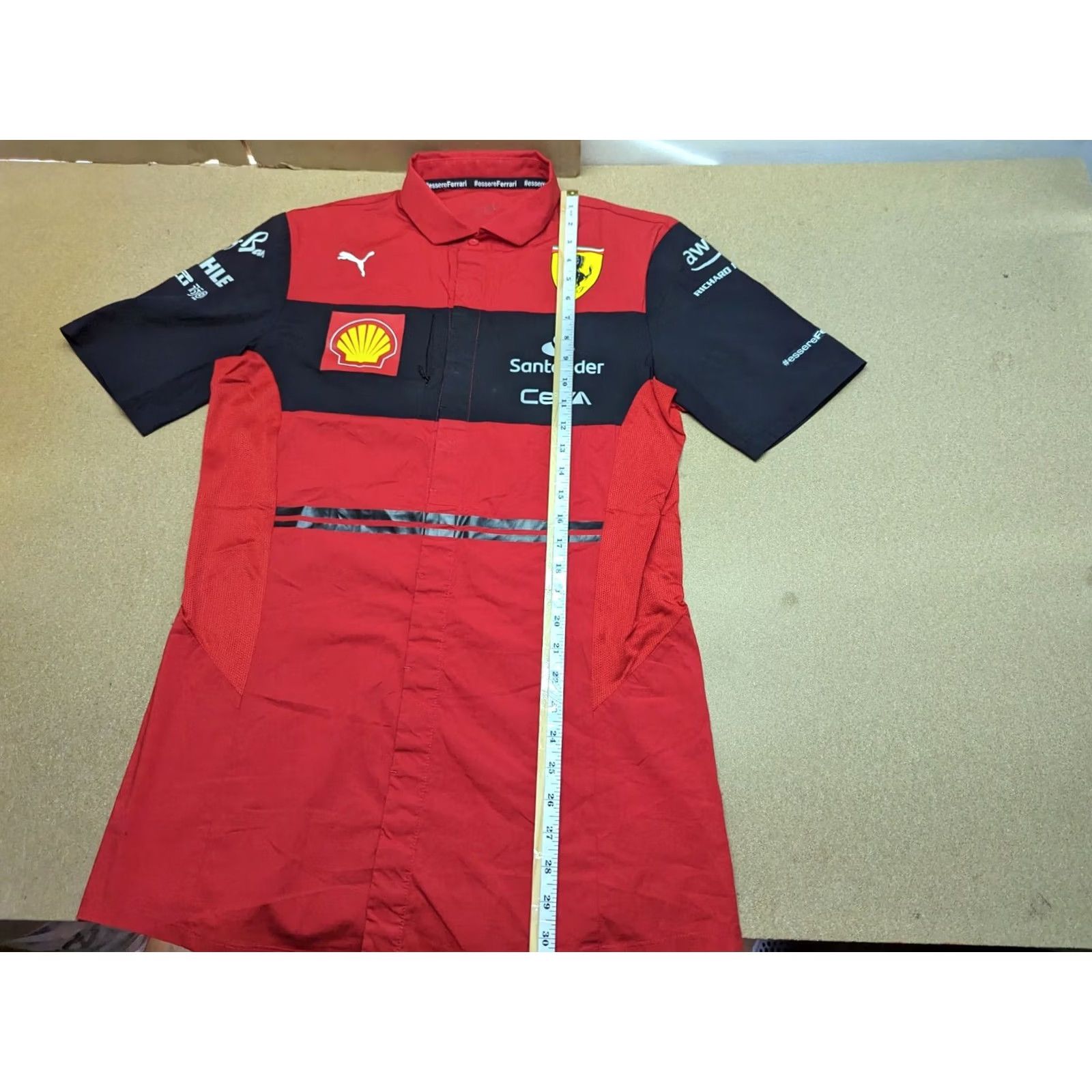 Puma PUMA Scuderia Ferrari 2022 F1 Formula Team Staff Issue Button Up Shirt Shell Size M Multicolor Cotton Canvas Short Sleeve Round Neck Mens Shirt Size US M / EU 48-50 / 2 - 7 Thumbnail