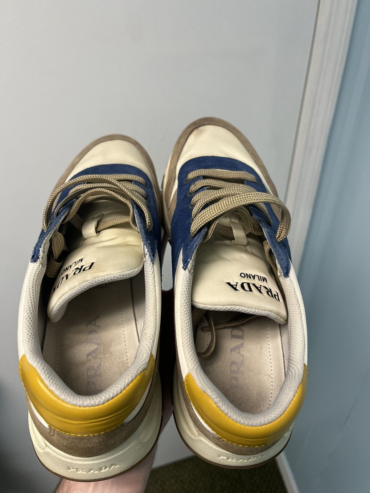 Prada PRADA Suede Nylon PRAX01 Sneakers Beige Blue White Size US 9.5 / EU 42-43 - 6 Thumbnail