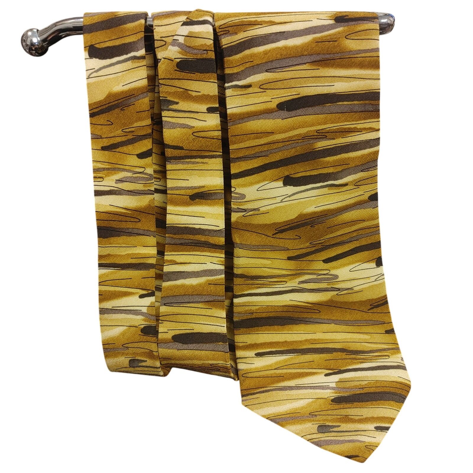 Other VTG J.Garcia Men's OS Yellow/Gold/Brown Abstract Silk Tie Size ONE SIZE - 1 Thumbnail