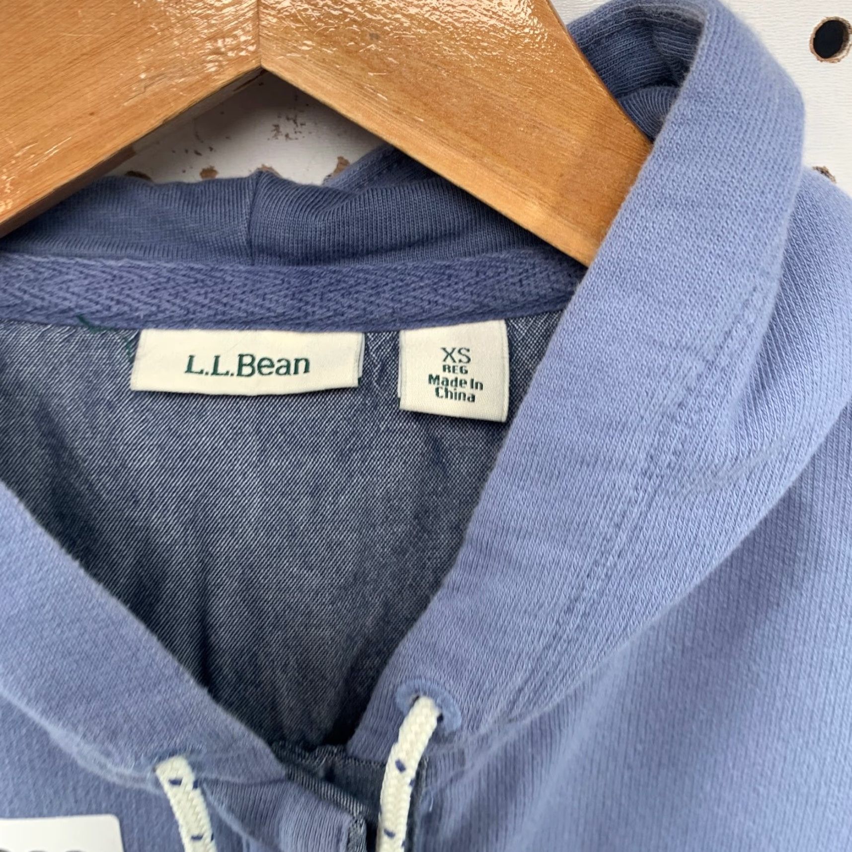 Vintage LL Bean Hoodie Sweatshirt Womens XS Blue Henley Hooded Fleece Pullover Size XS / US 0-2 / IT 36-38 - 3 Thumbnail