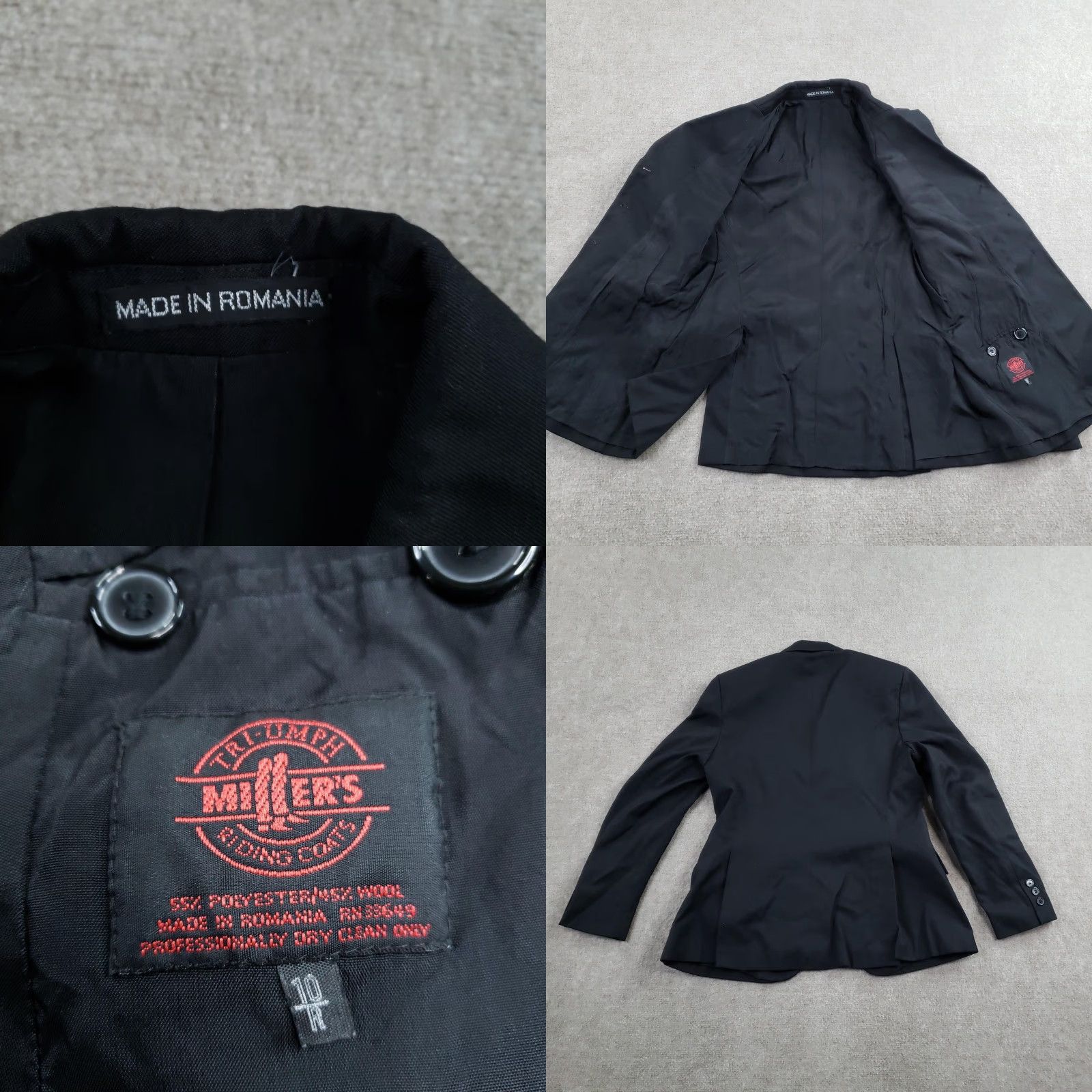 Vintage VINTAGE Miller's Riding Coats Blazer Womens 10 Black Wool Blend Lined Romania Equestrian Size L / US 10 / IT 46 - 9 Thumbnail