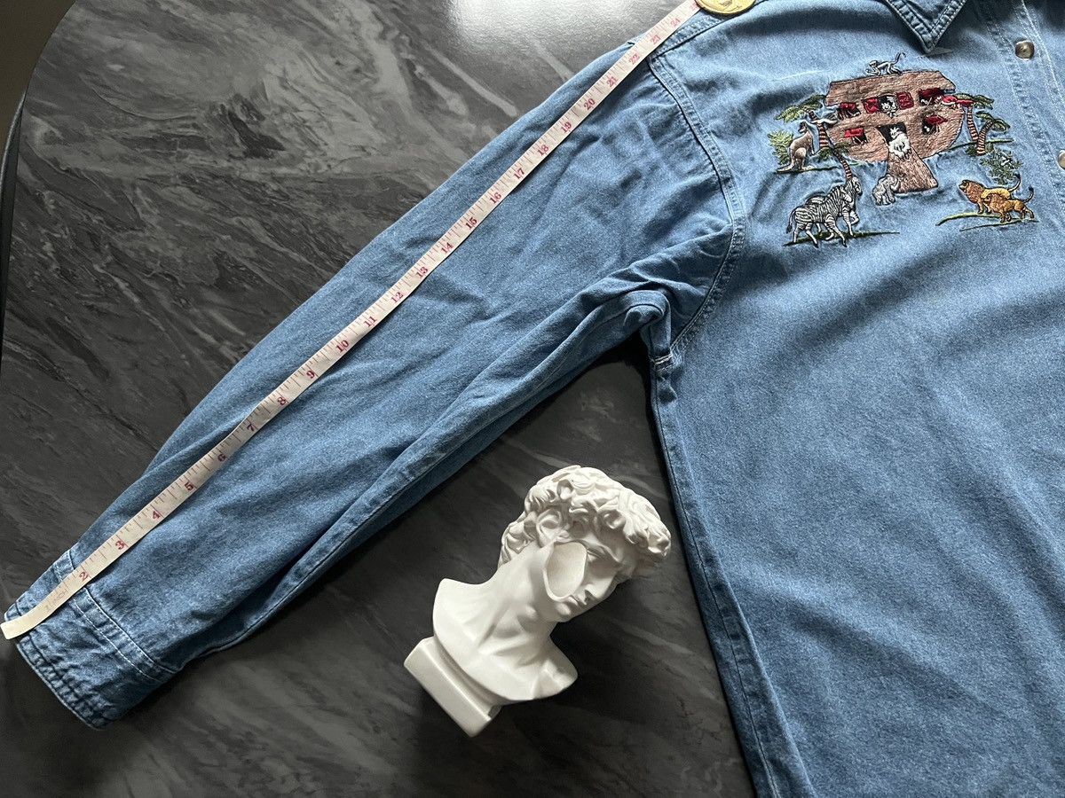 Vintage Quizz Newyork : Embroidered Animal Zoo Denim Shirt Size XXL / US 16-18 / IT 52-54 - 13 Thumbnail
