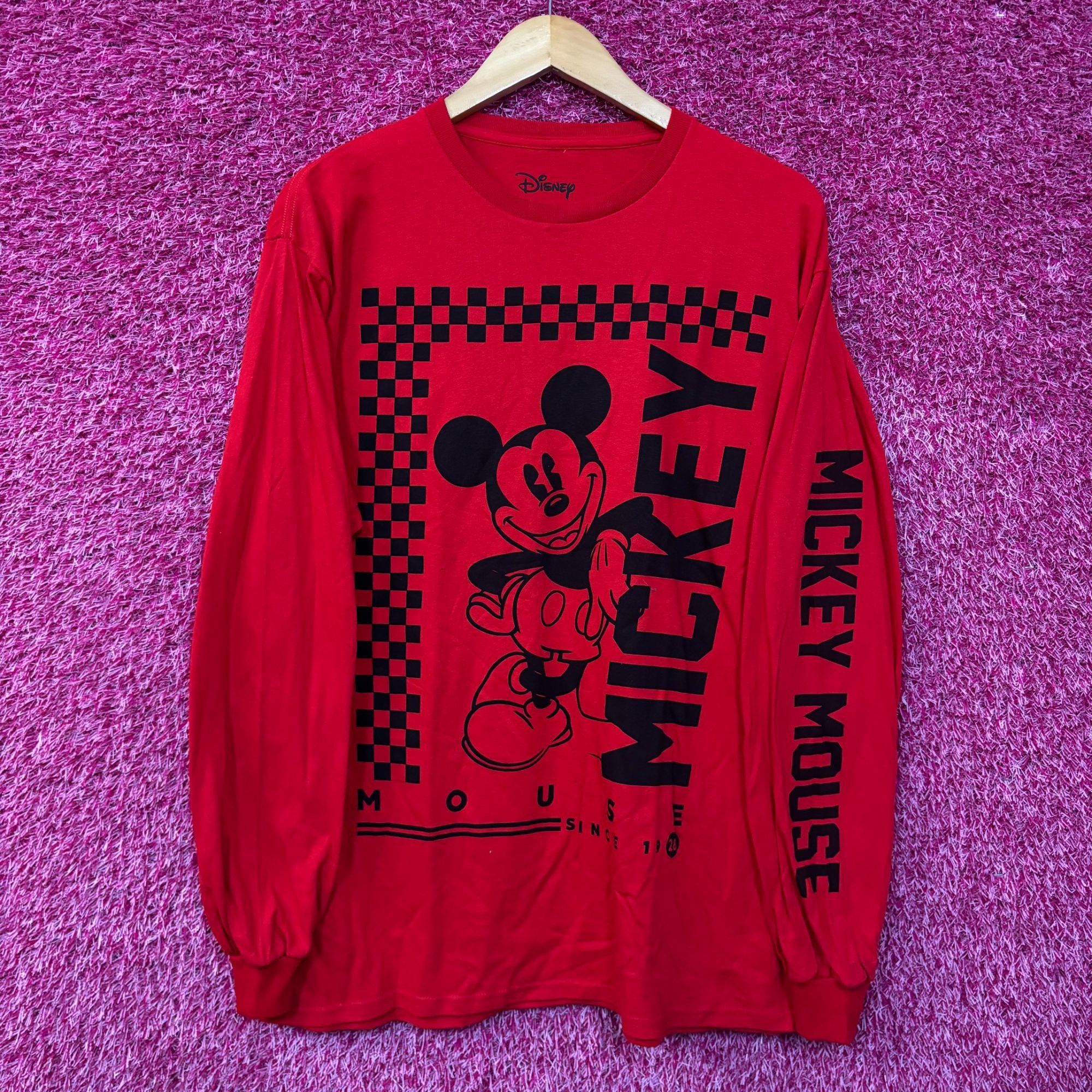 Disney Disney Mickey Mouse Checkered Red Long Sleeve T-Shirt Large Size US L / EU 52-54 / 3 - 1 Thumbnail