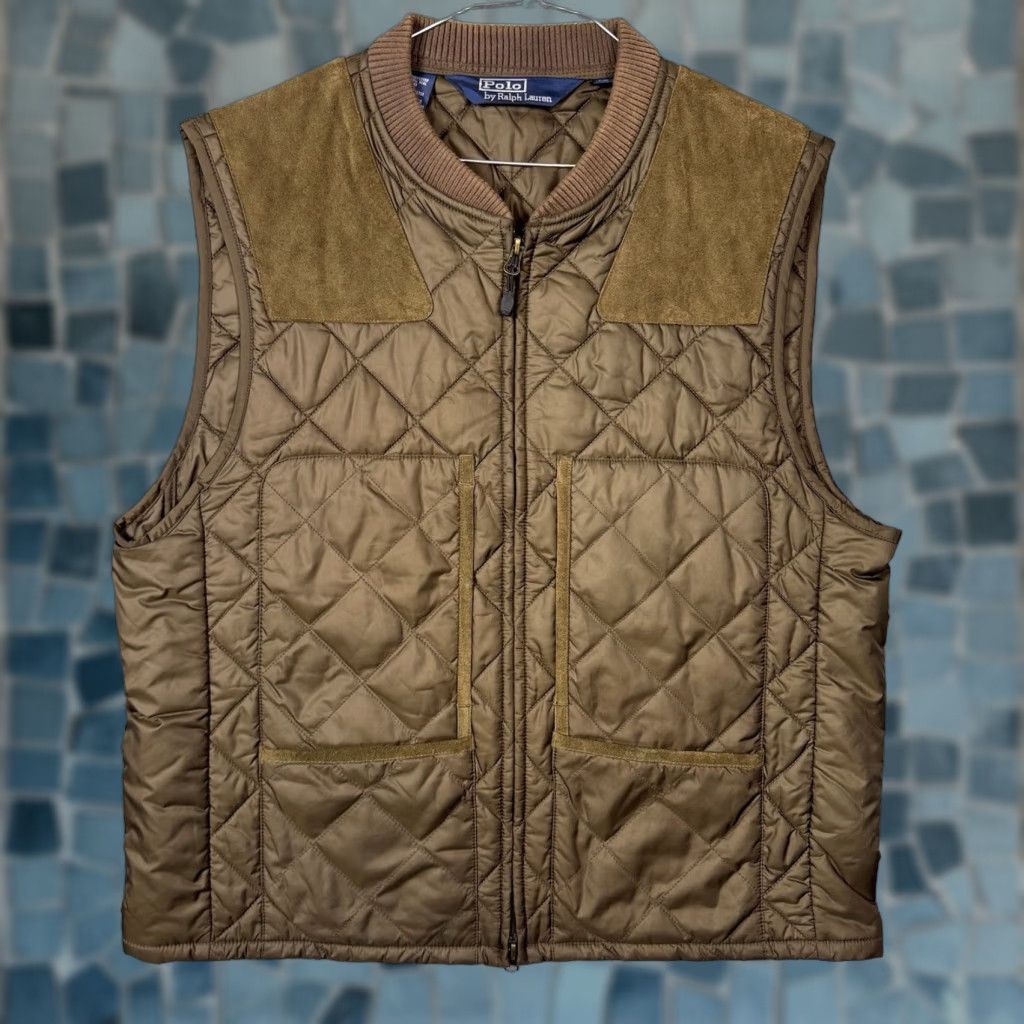 Polo Ralph Lauren VINTAGE Polo Ralph Lauren Vest Men L Diamond Quilted Calf Suede Leather Hunt Vintage Size US L / EU 52-54 / 3 - 1 Thumbnail
