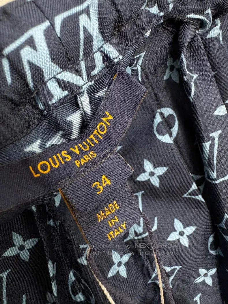 Louis Vuitton Louis Vuitton Blue silk full-print logo sweatpants Size US 34 / EU 50 - 2 Thumbnail