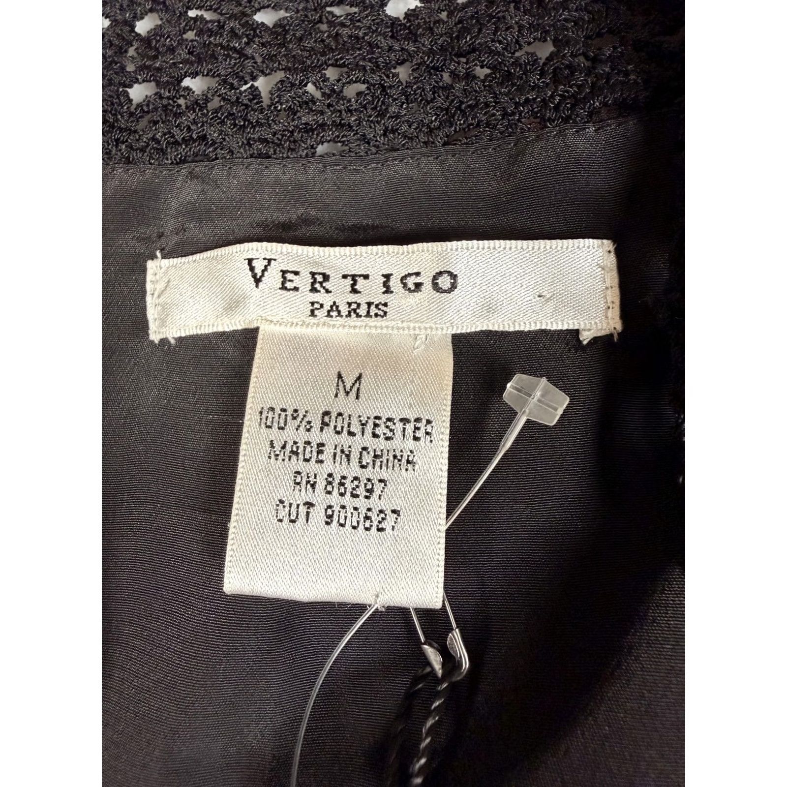 Vintage Vertigo Paris Womens M Brown Floral Chiffon Crochet Shift Knee Length Size M / US 6-8 / IT 42-44 - 3 Thumbnail