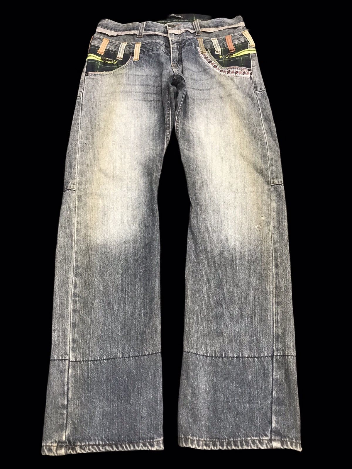 Japanese Brand 💥DOUBLE WAIST💥Dominate Handcrft Distressed Dirty Denim F81 Size US 32 / EU 48 - 1 Thumbnail