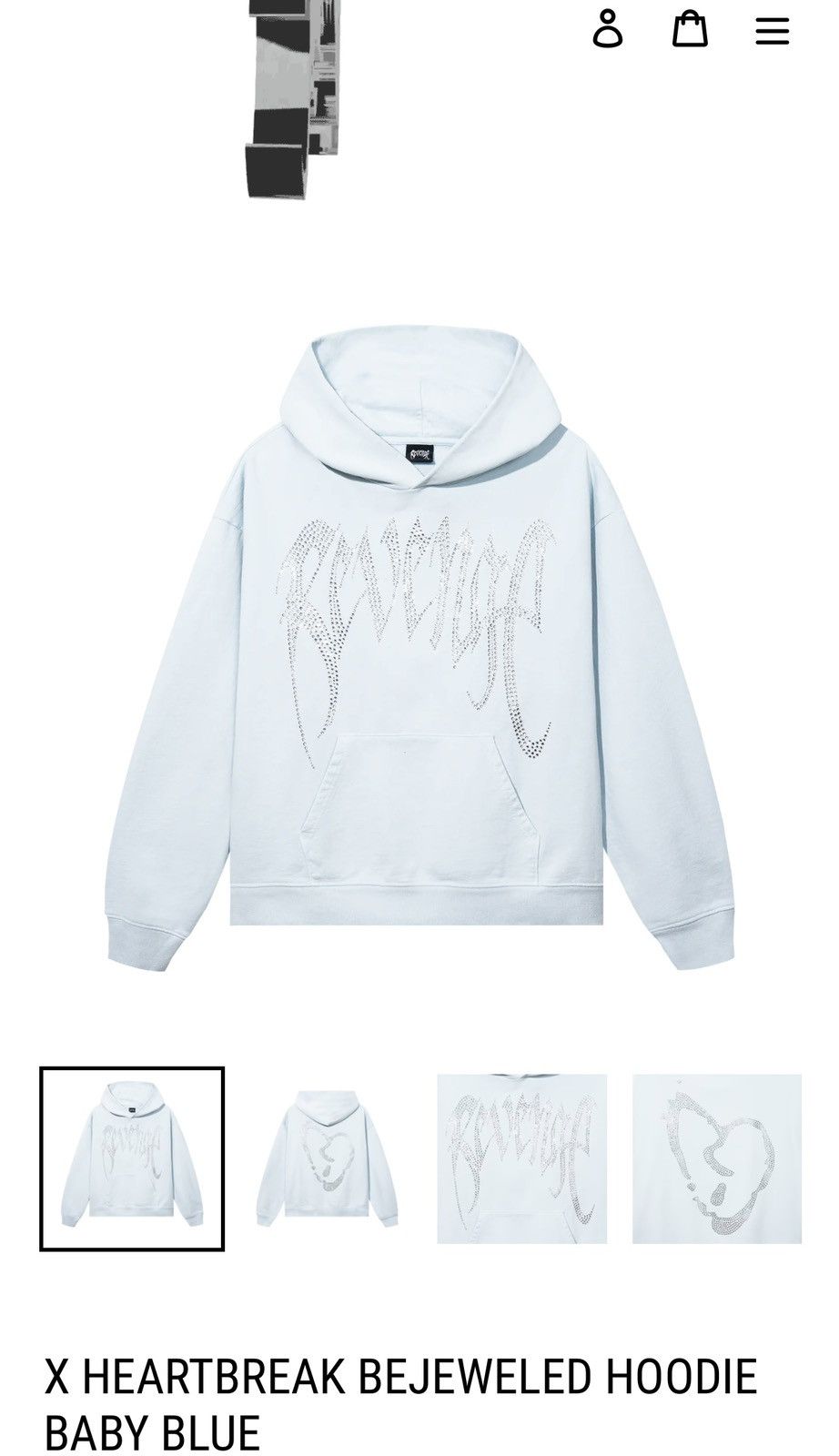 image of X Heartbreak Bejeweled Hoodie Baby Blue, Men's (Size Medium)