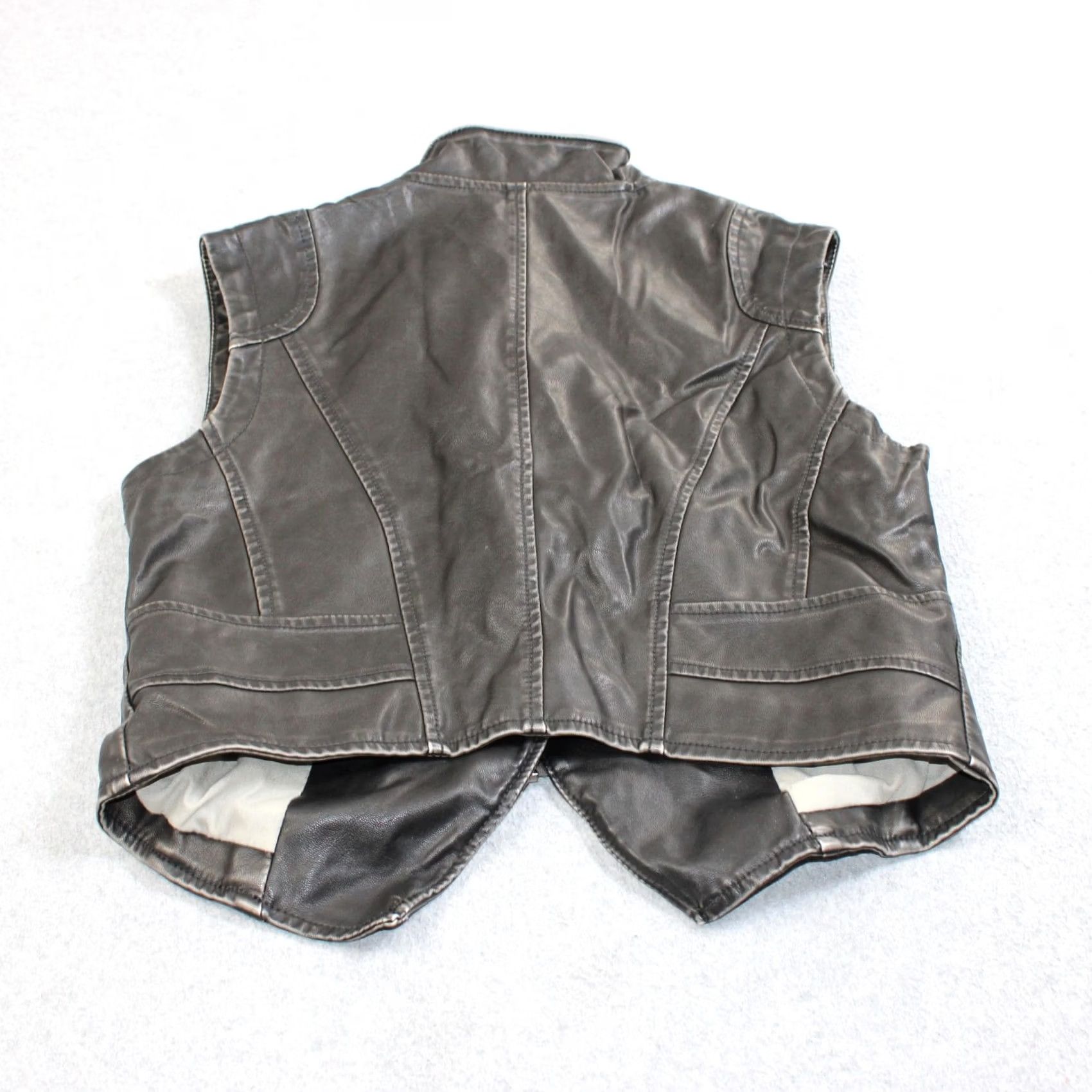 Free People Free People Vest Womens XS Black Faux Leather Moto Biker Zip Pockets Lined Boho Size XS / US 0-2 / IT 36-38 - 2 Thumbnail