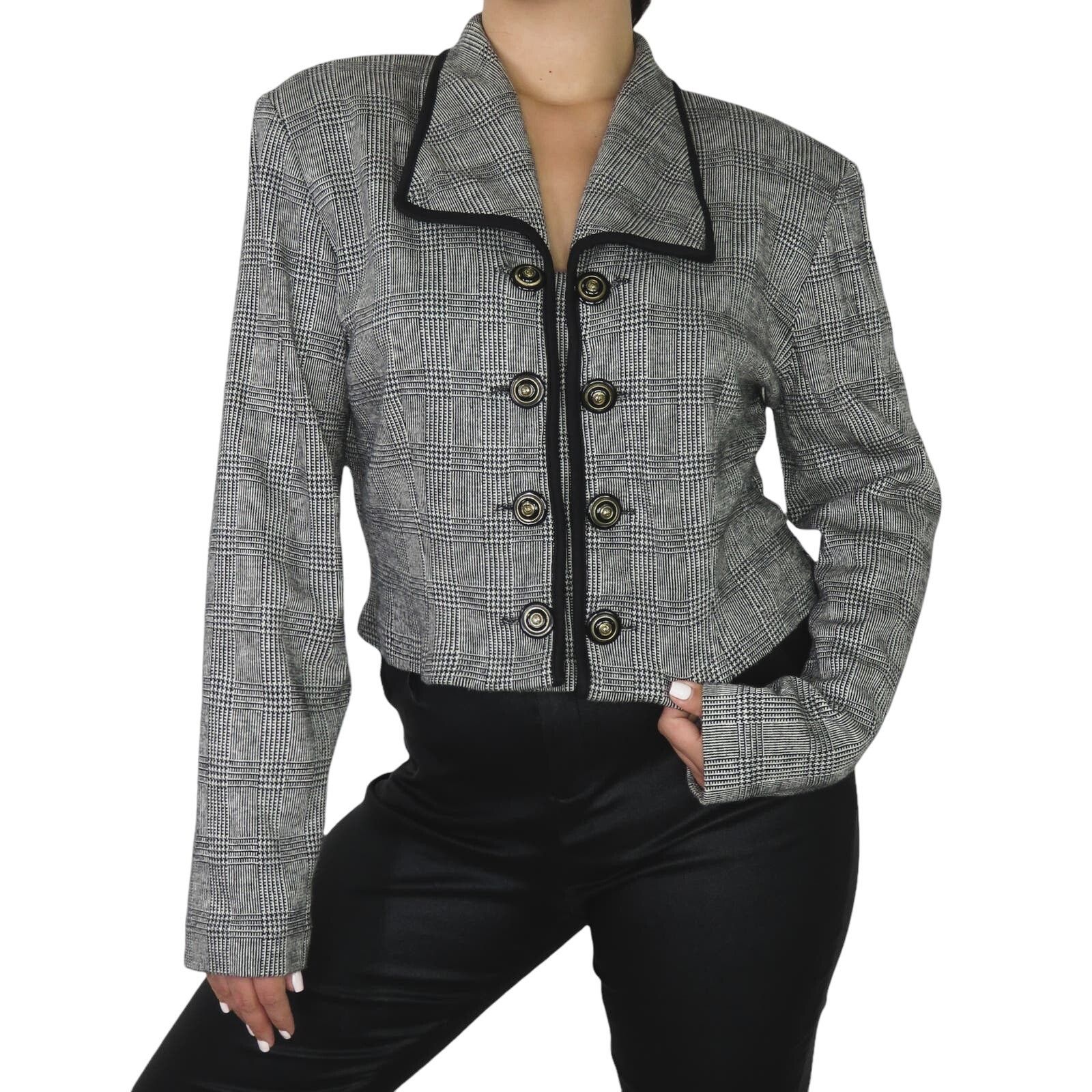 Vintage Vintage Farouche Black & Gray Houndstooth Plaid Blazer Large Size L / US 10 / IT 46 - 2 Thumbnail