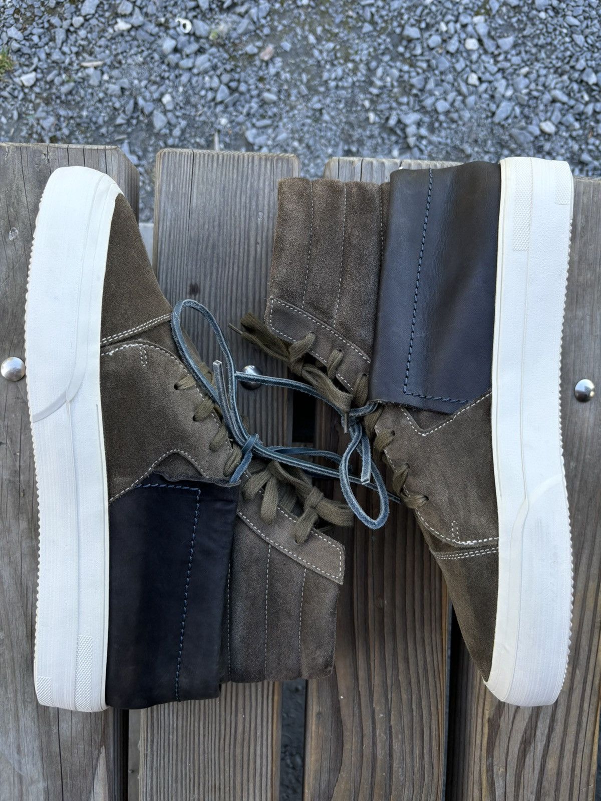 Maison Margiela MMM 22 Hybrid Suede-Leather High Top Lace Up Sneakers Boots Size US 11.5 / EU 44-45 - 12 Thumbnail