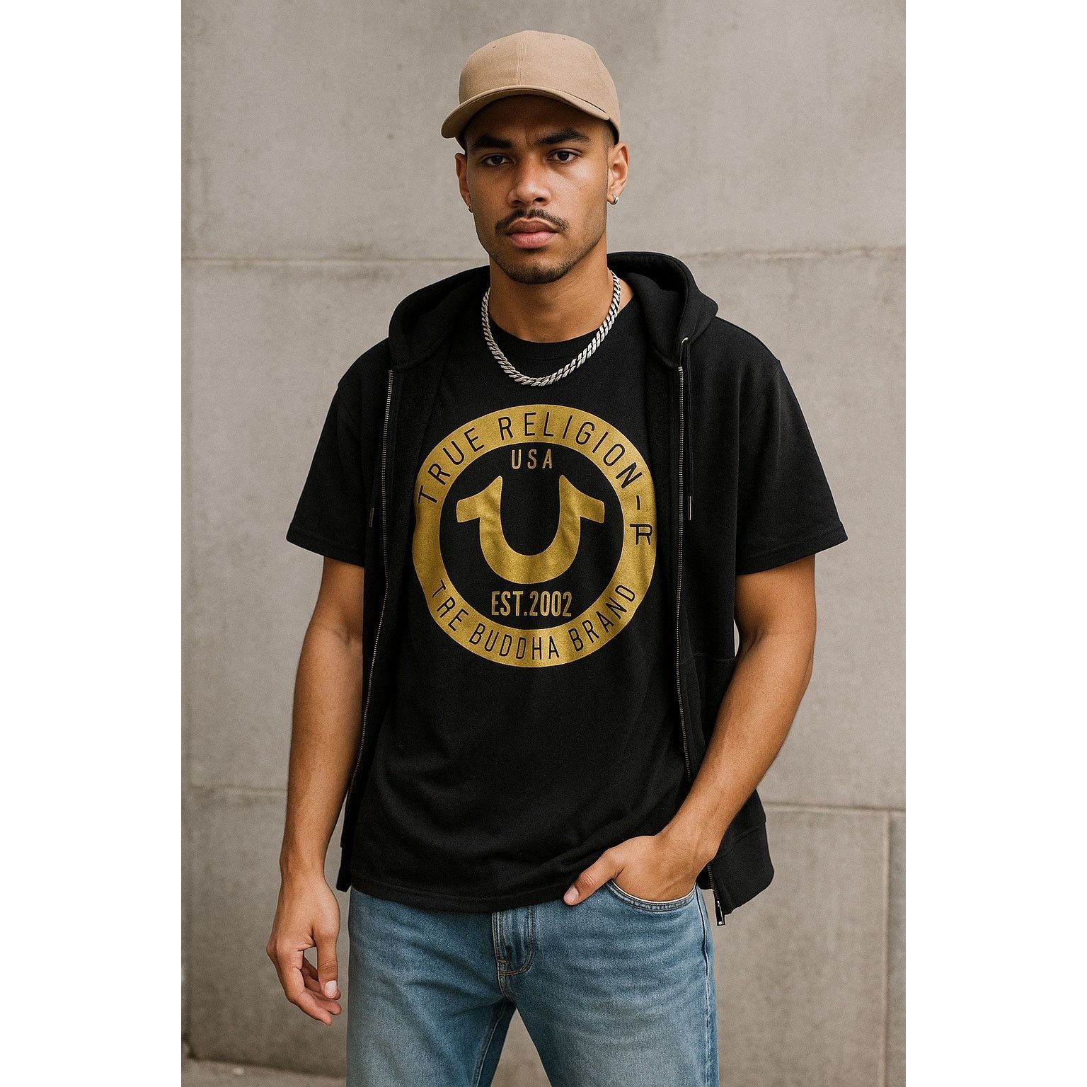 True Religion True Religion Black Gold Logo Graphic Tee The Buddha Brand L Size US L / EU 52-54 / 3 - 10 Thumbnail