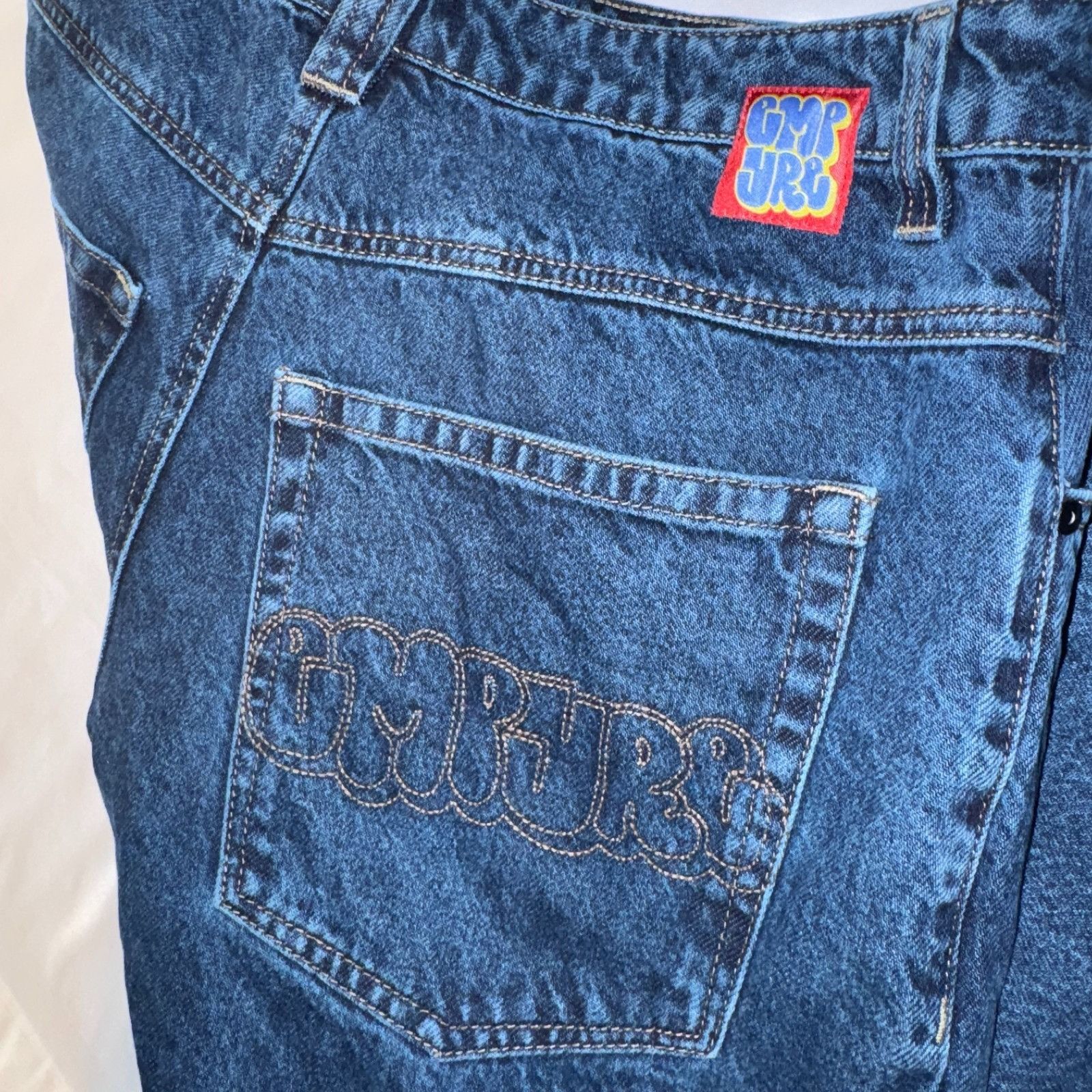 Empyre Empyre Jeans Mens 30x26 Blue Embriodered Pockets Baggy Easy Size US 30 / EU 46 - 7 Thumbnail