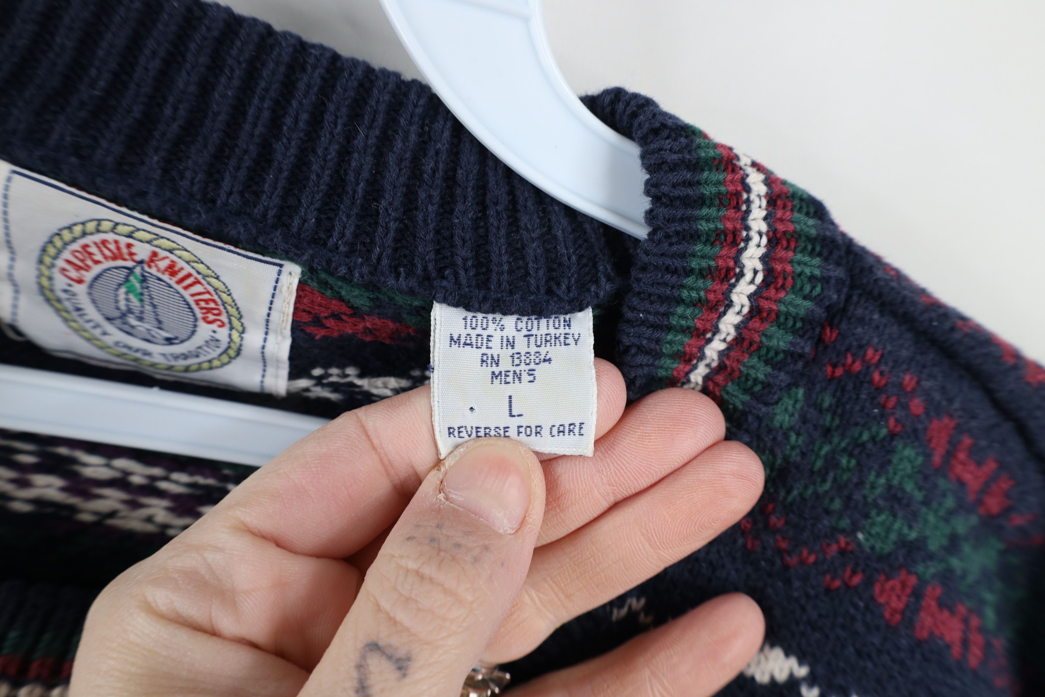 Vintage Vintage 90s Streetwear Rainbow Fair Isle Cotton Knit Sweater Size US L / EU 52-54 / 3 - 5 Thumbnail