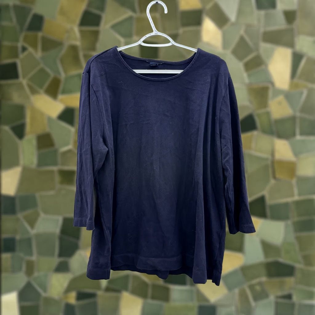 Vintage Unbranded Womens Shirt Blue 3/4 Sleeve XL Petite T-Shirt Knit 100% Cotton Regular Mens? Size XL / US 12-14 / IT 48-50 - 1 Thumbnail