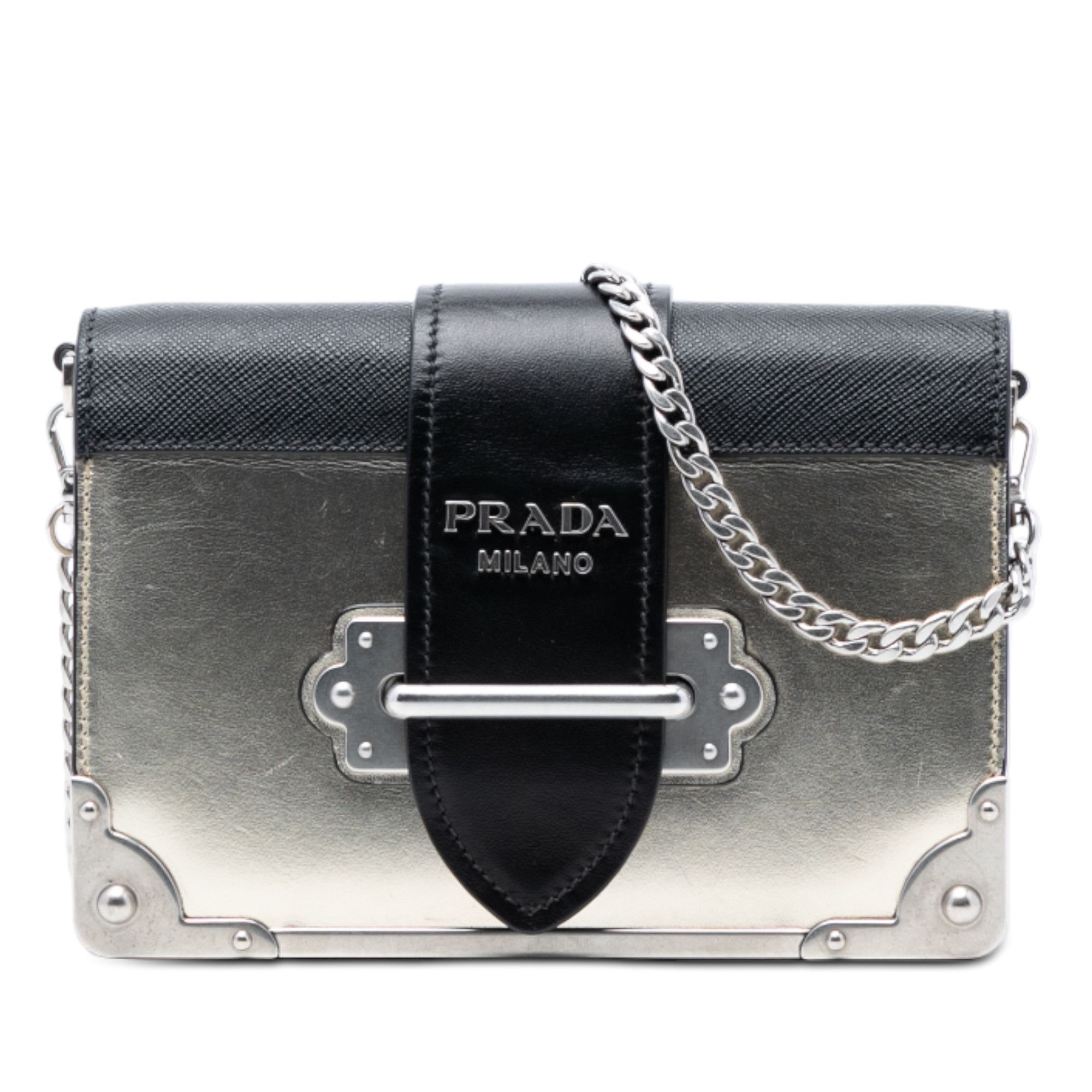 Prada Prada Saffiano Trimmed Metallic Vitello Cahier Bag Size ONE SIZE - 1 Thumbnail