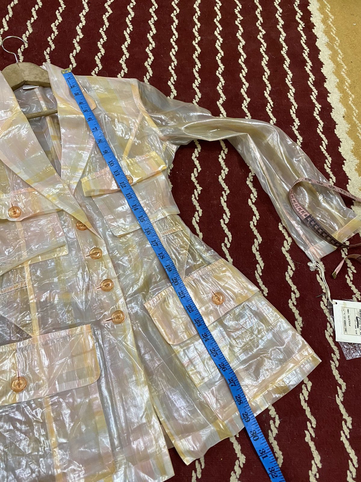 Vintage VINTAGE SS96 ISSEY MIYAKE PLASTIC TRANSPARENT PLAID SHEER Size L / US 10 / IT 46 - 14 Thumbnail