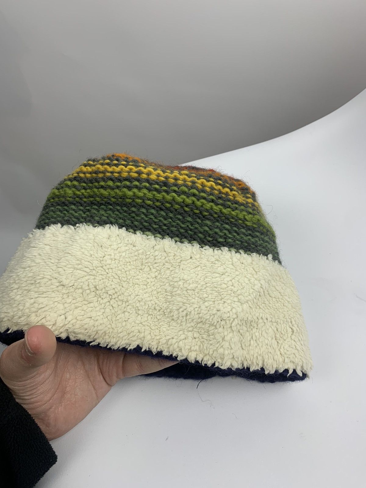 Designer × Handmade Vintage Pachamama Handmade 3D Striped Wool Knit Hat One Size Size ONE SIZE - 7 Thumbnail
