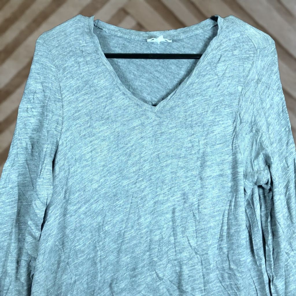 J. Jill J.Jill Sweatshirt Womens Gray V-Neck Long Tunic 100% Cotton Pockets S Small Wrap Pullover Casual Comfort Jersey Knit Sweatshirt Size S / US 4 / IT 40 - 1 Thumbnail