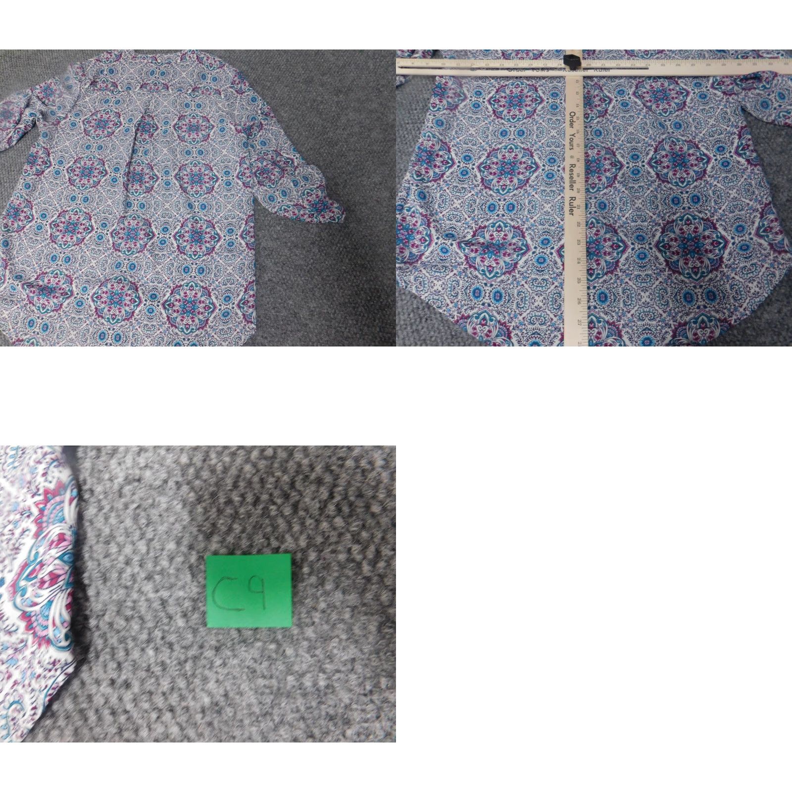 Vintage Pink Rose Womens Blouse Large Blue floral pullover Size L / US 10 / IT 46 - 8 Thumbnail