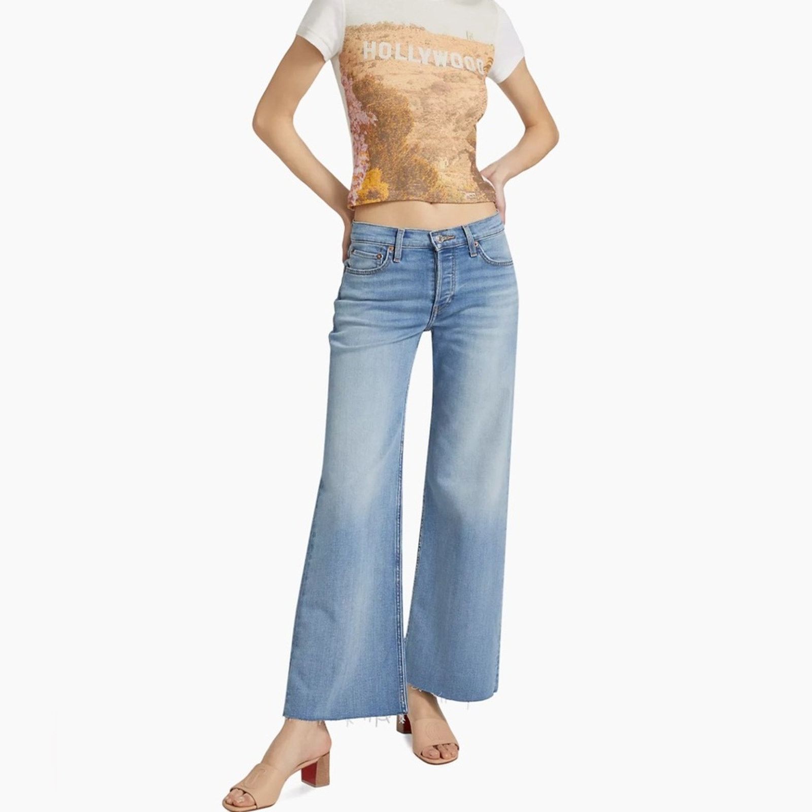 RE/DONE NEW - re/done Crop Wide-Leg Mid-Rise Jeans - Sz 24 - $295 Size 24" / US 00 / IT 34 - 2 Thumbnail